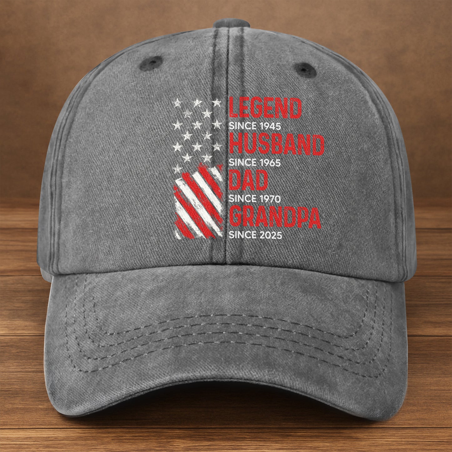 Legend Since Husband Dad Grandpa With Canadian Flag - Personalized Custom Washed Denim Cap - GRP043_WDCAP