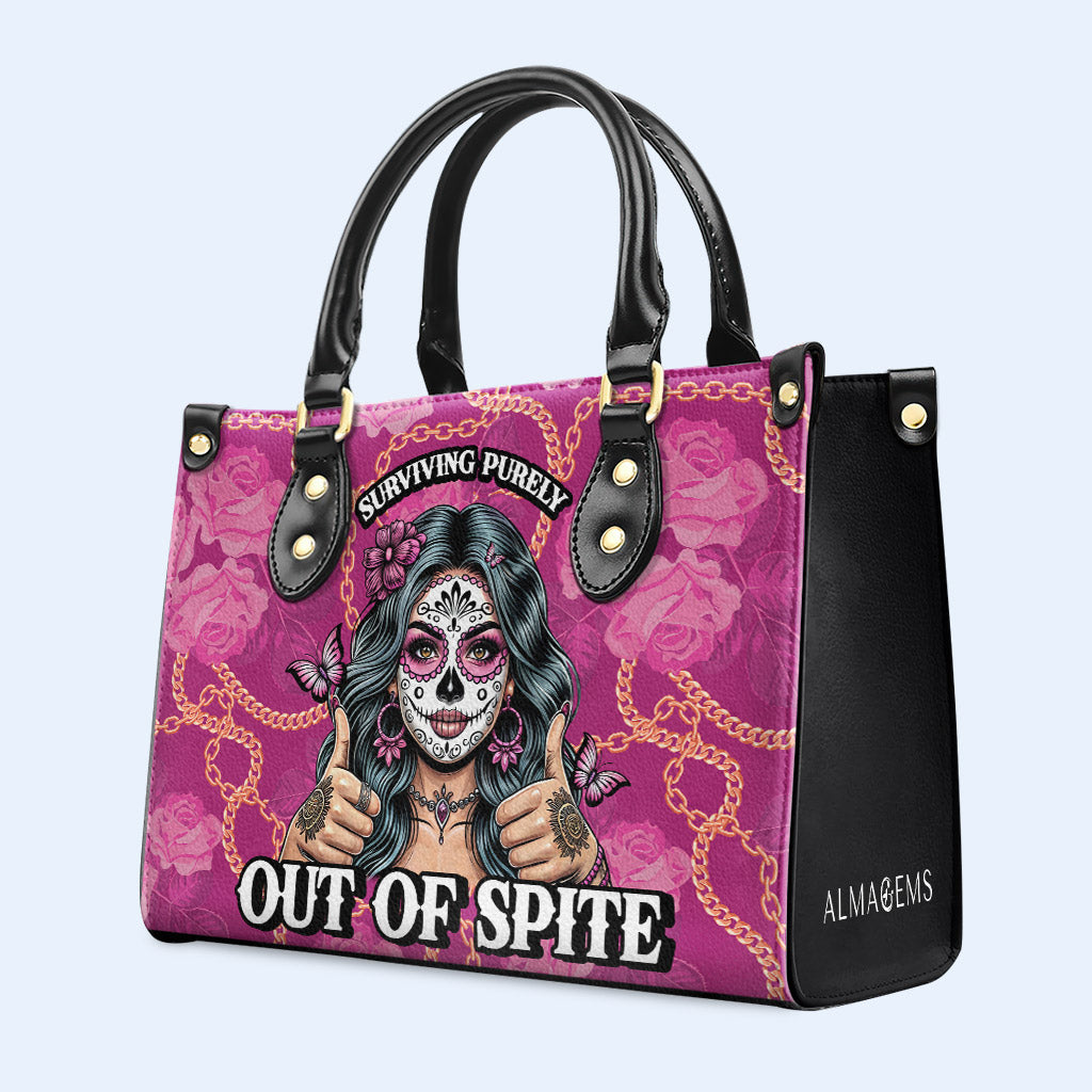 Surviving Purely Out Of Spite - Personalized Custom Leather Handbag - DG087_HB