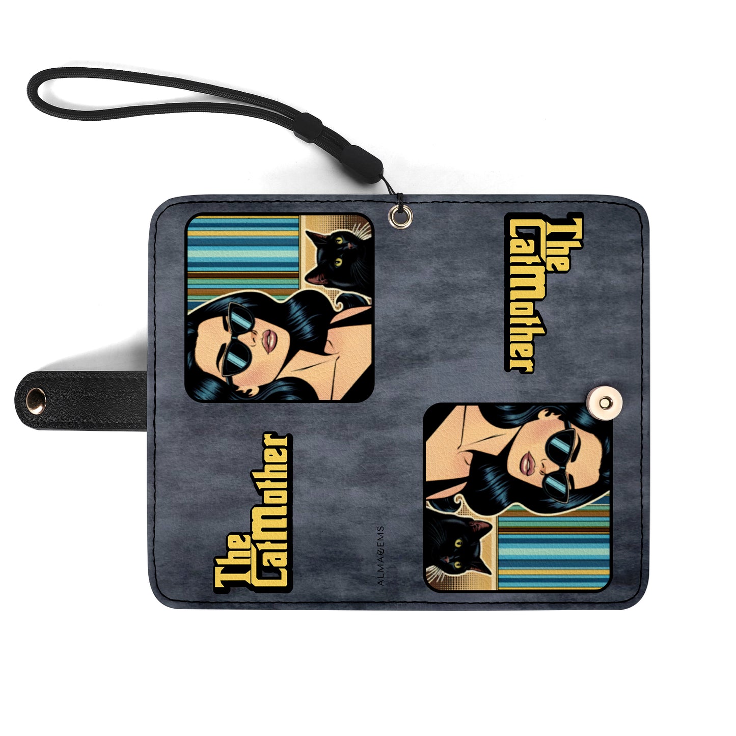 Arte y texto personalizados especiales para mascotas: billetera de cuero para teléfono personalizada - QCUSTOM09PW