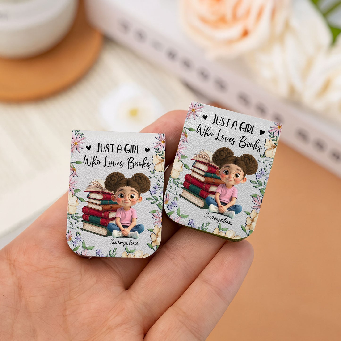 Just A Girl Who Loves Books, Girl With Books And Flowers