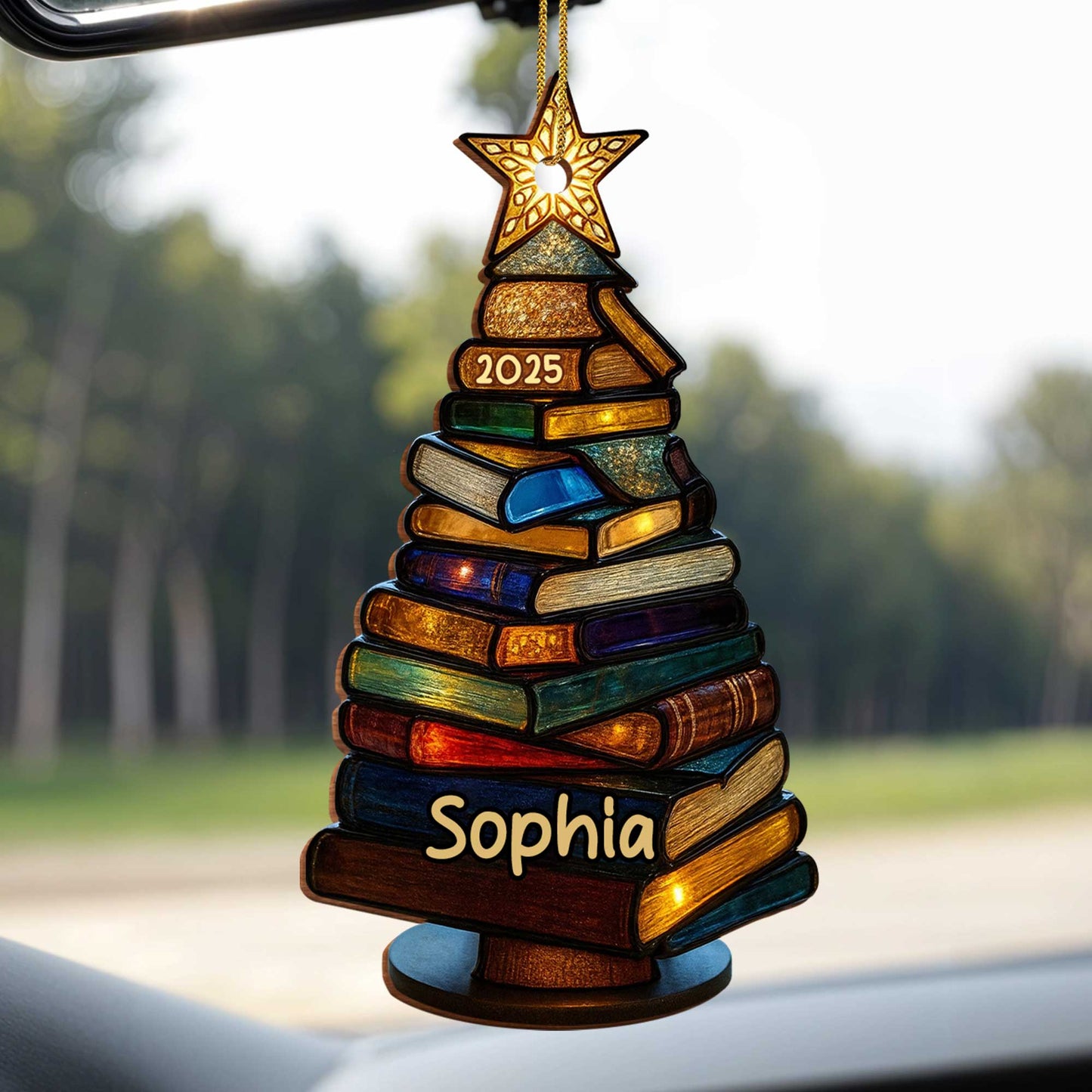 Hermoso adorno para árbol con estrella - Adorno de madera personalizado, forma personalizada - BLV007_WDO