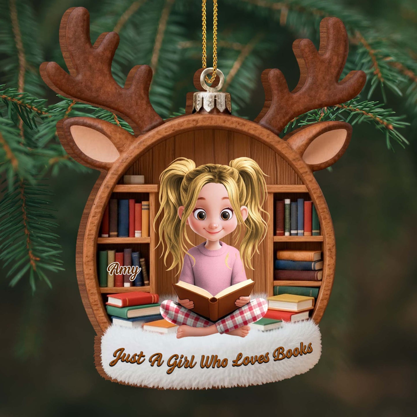 Just A Boy Who Loves Books, Reindeer Bookshelf Design