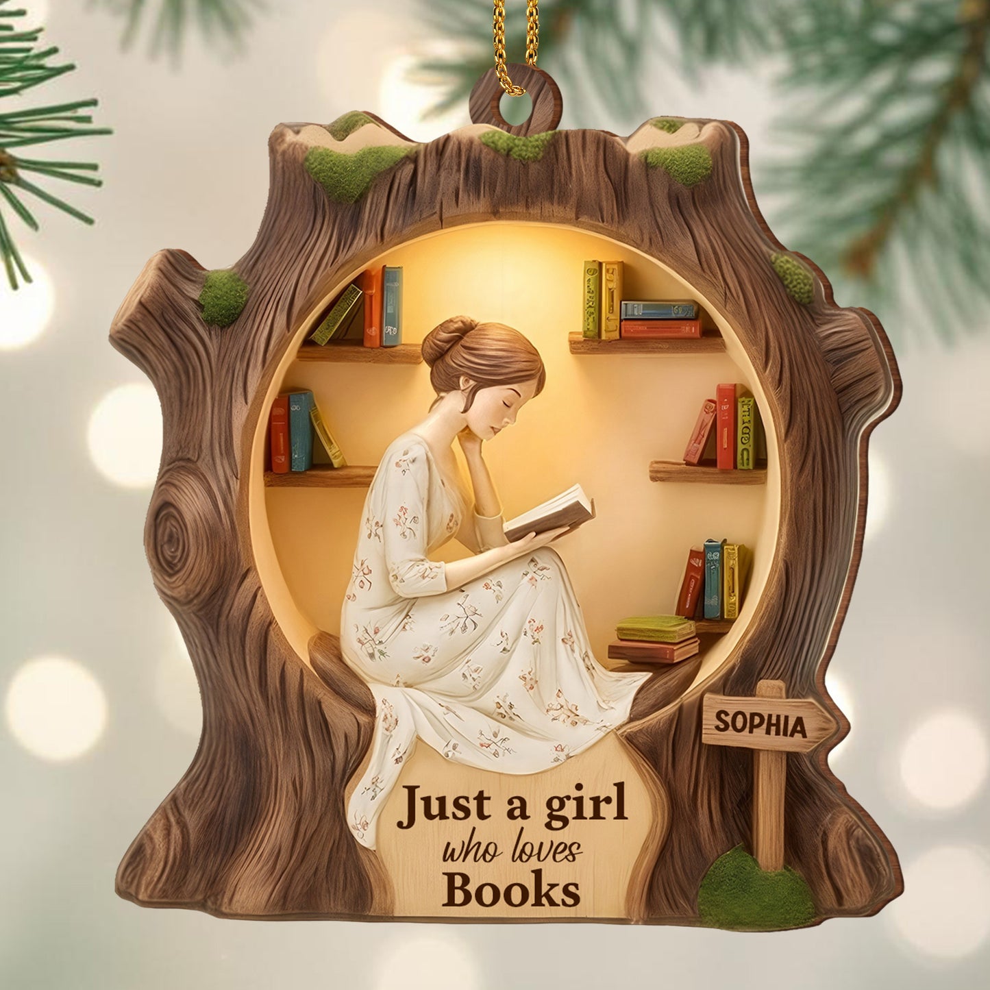 Just A Girl Who Loves Books With Tree Design