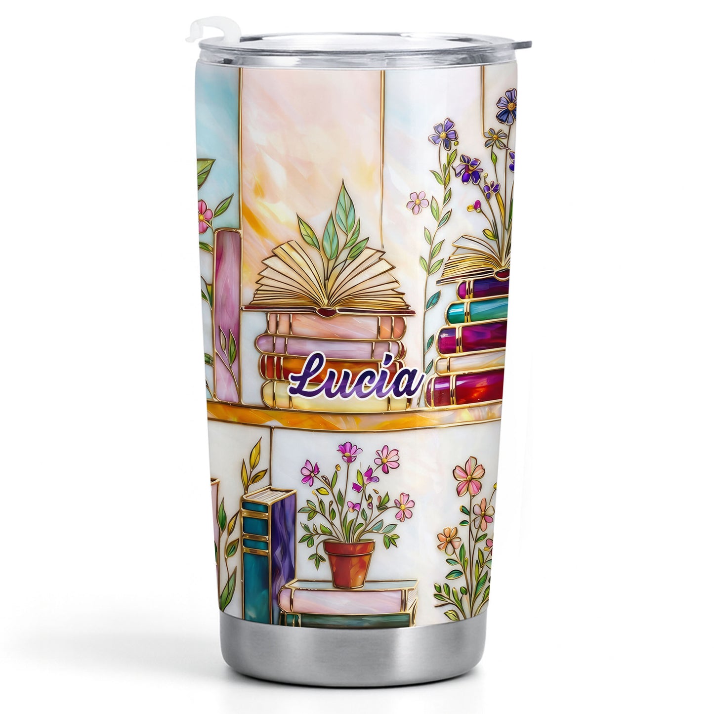 Just One More Chapter Blooming Flowers And Books Stained Glass