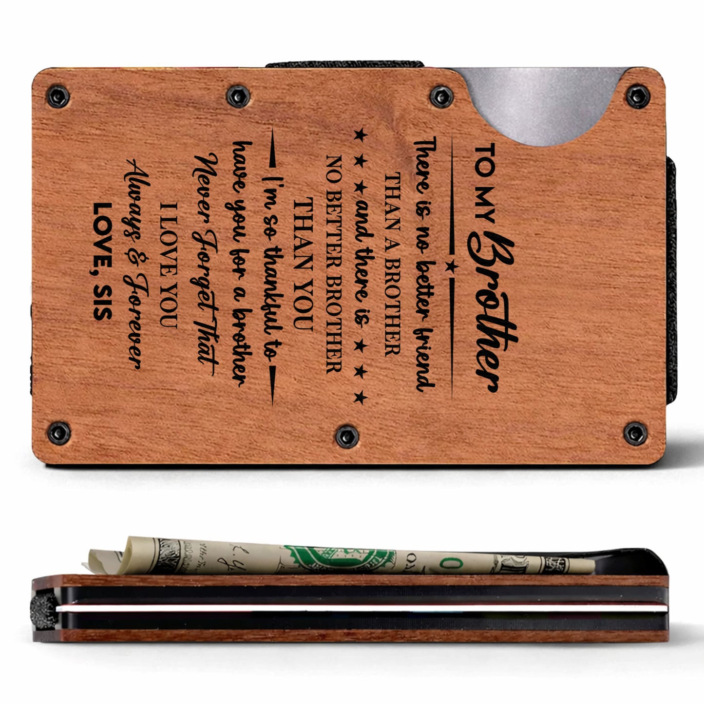 To My Brother There Is No Better Friend Wooden Wallet With Stars
