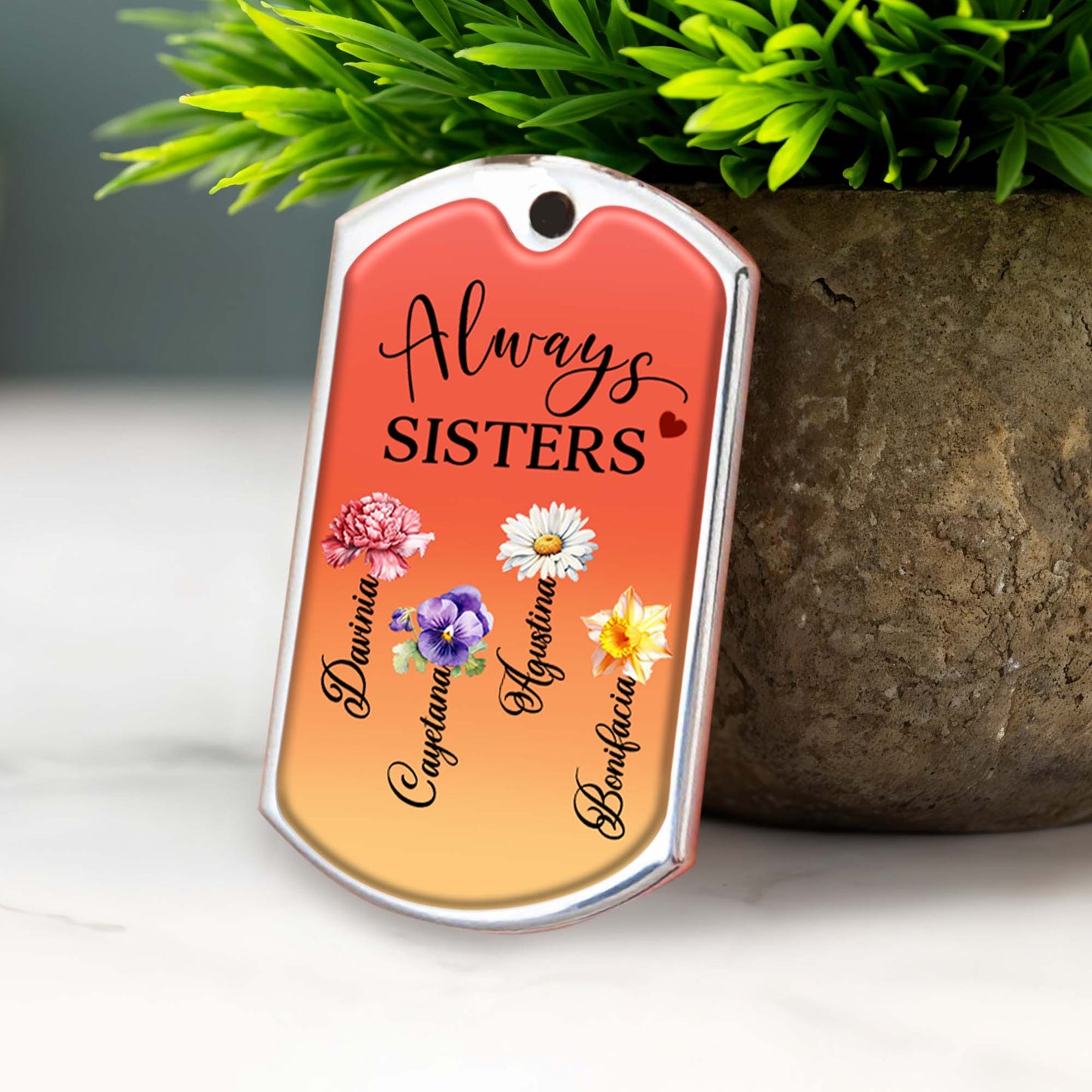 Always Sisters Strong Bond Floral Heart Design