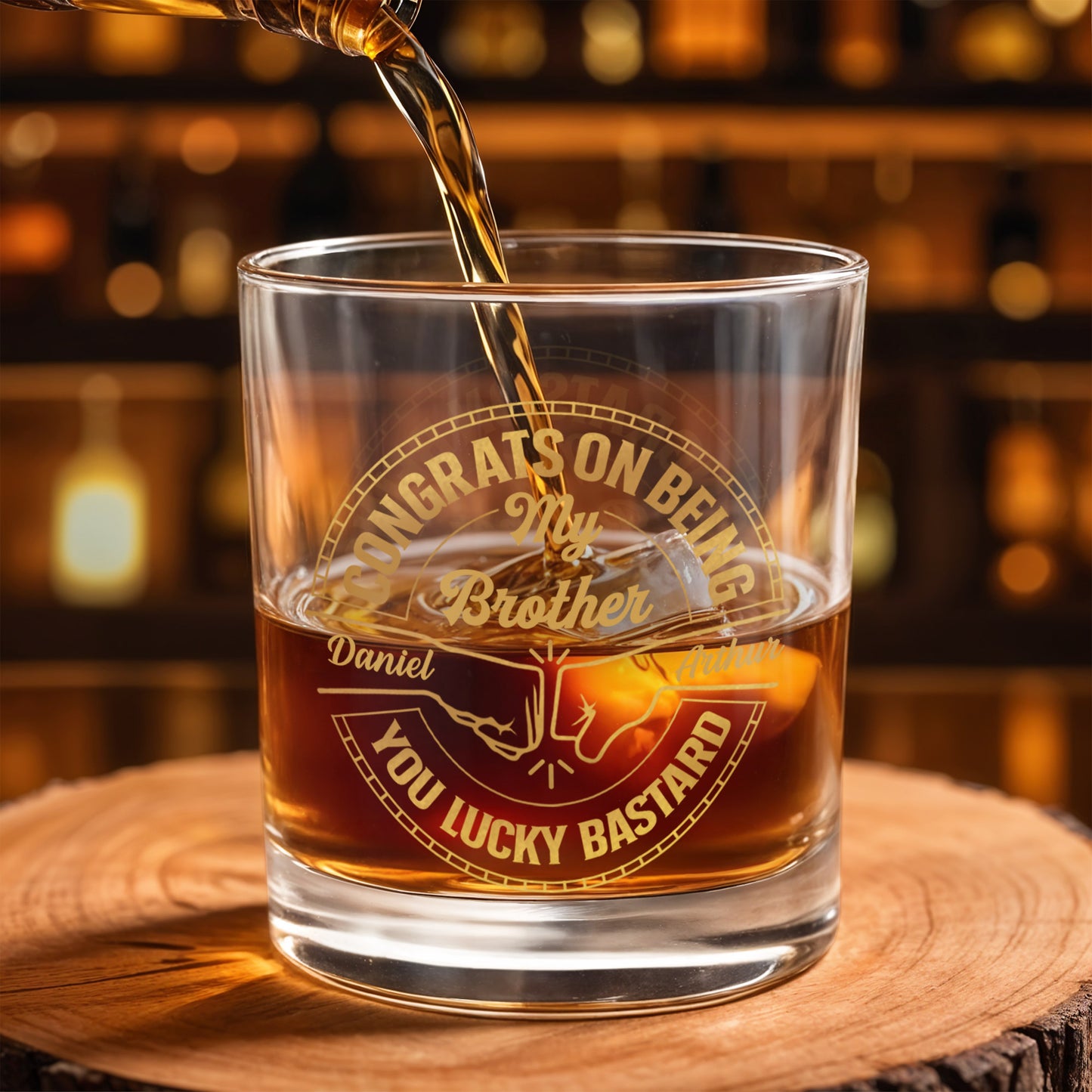 Félicitations pour ton amitié, espèce de veinard ! Verre à whisky personnalisé ! BST144_RWG