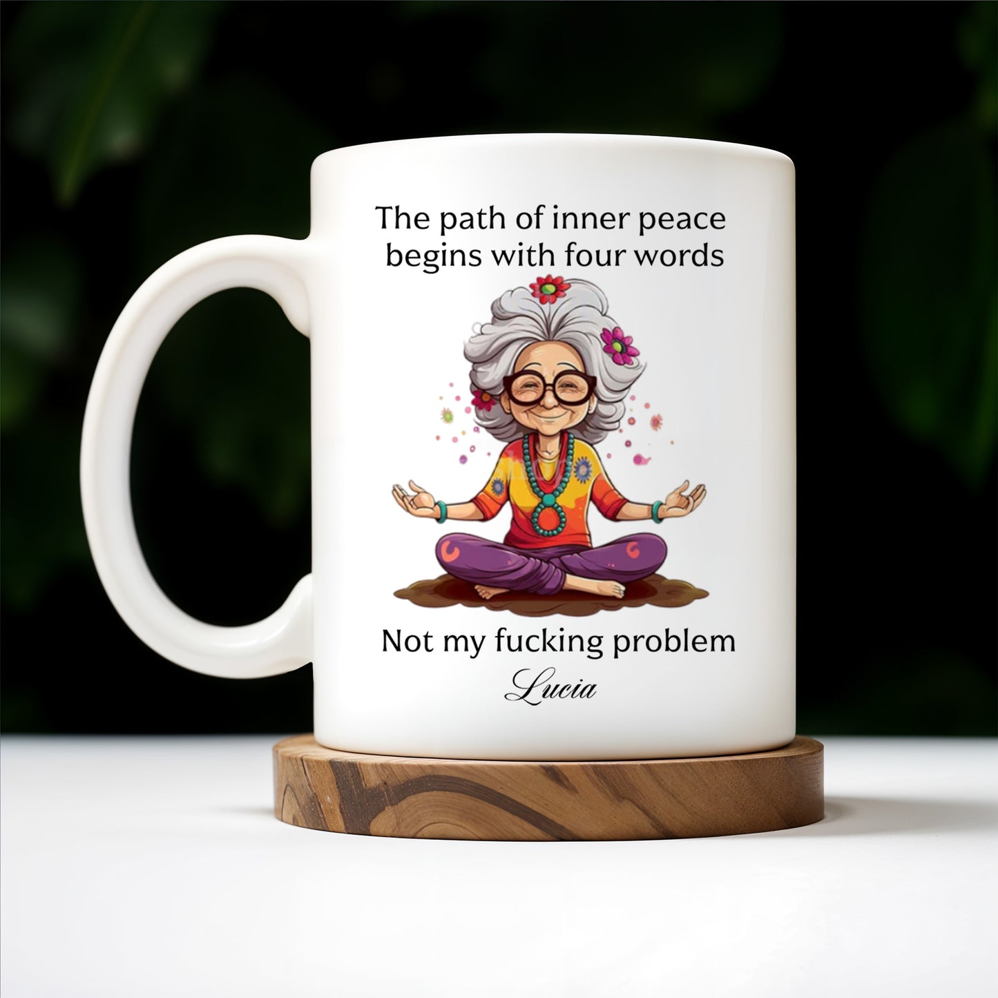 Path Of Inner Peace Begins Here, Vibrant Meditative Woman Mug