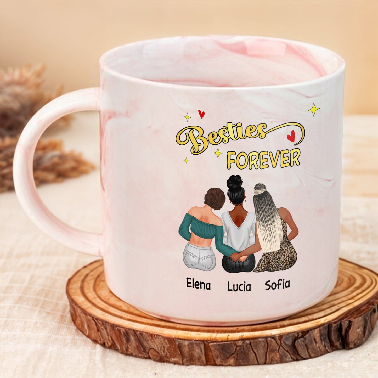 Besties Forever With Marble Background Celebrating Friendship