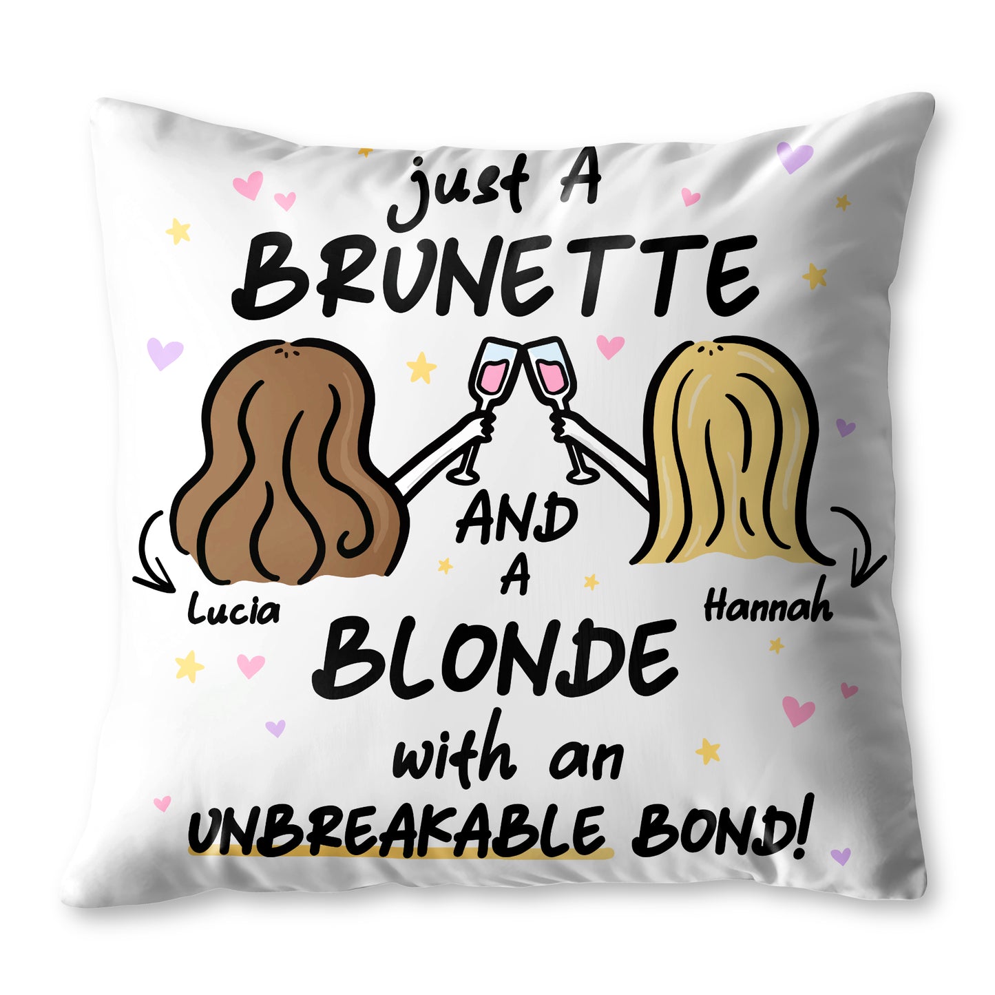 Brunette And Blonde With An Unbreakable Bond Pillow