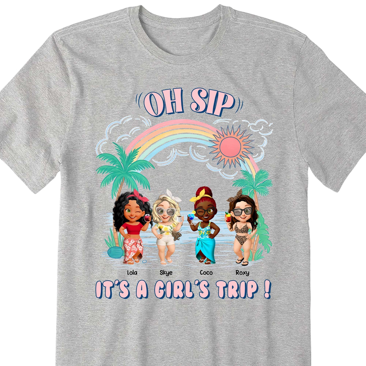 Oh Sip, It's A Girl's Trip With Cartoon Figures