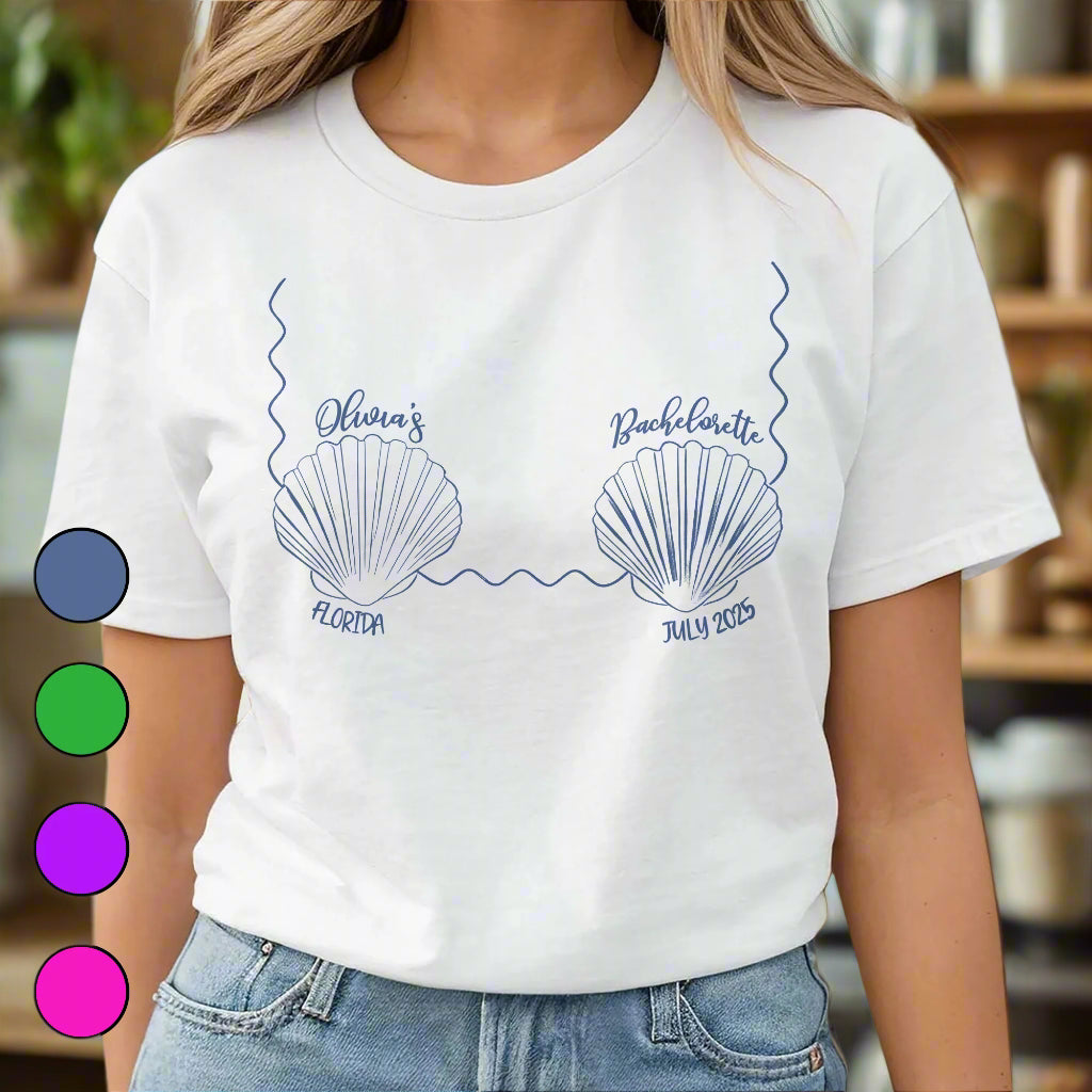 Seashells and Waves For Beach Bachelorette - Personalized Custom Unisex T-shirt, Hoodie - BST173_WBAS