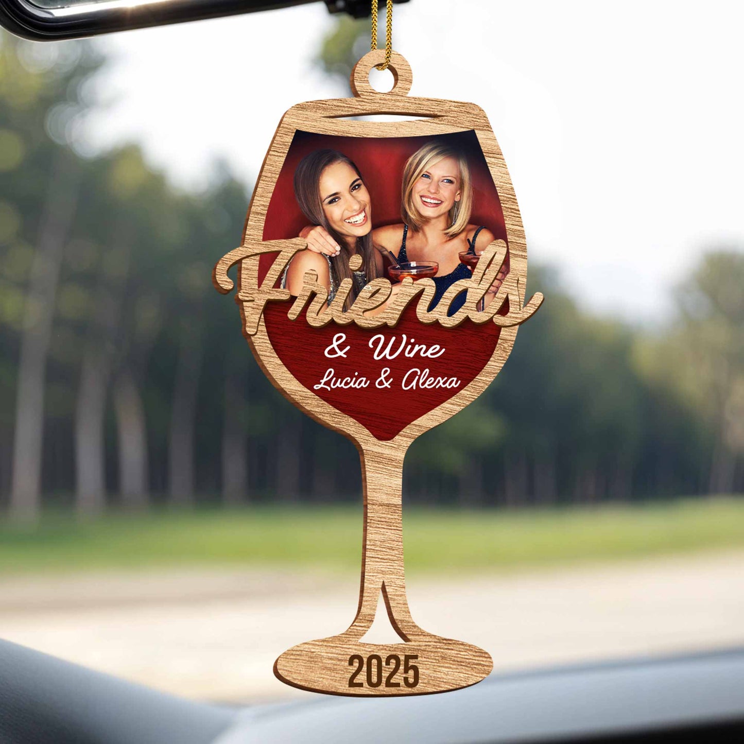 Friends & Wine, Custom Wine Glass Shaped Ornament