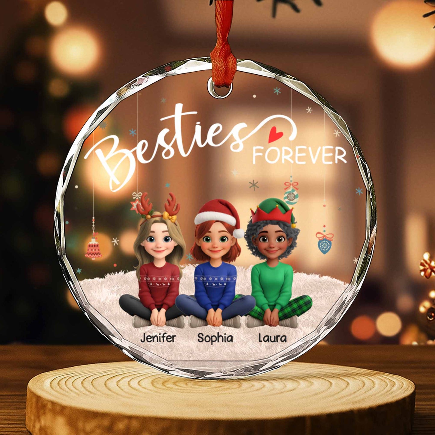 Besties Forever With Christmas Hats