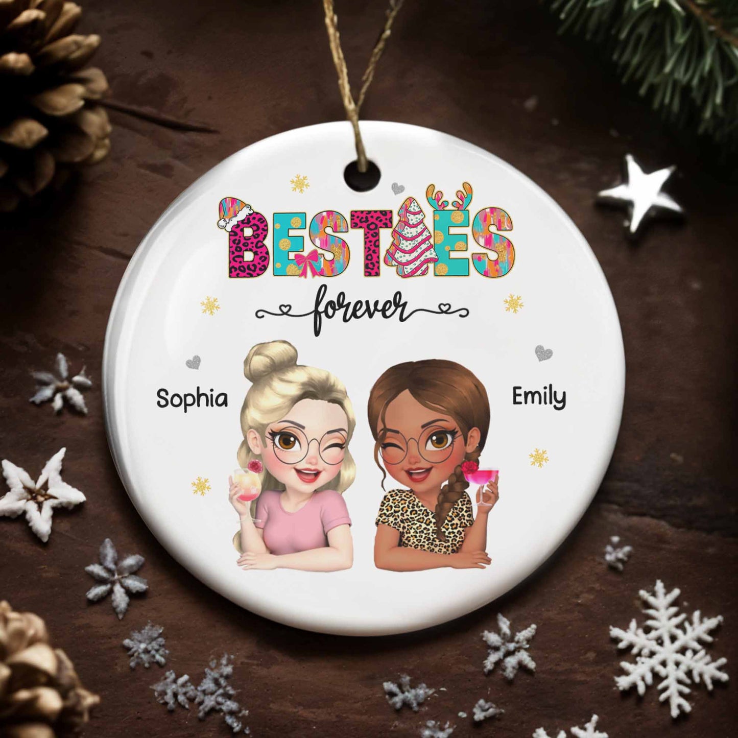 Besties Forever With Cartoon Girls And Cocktail