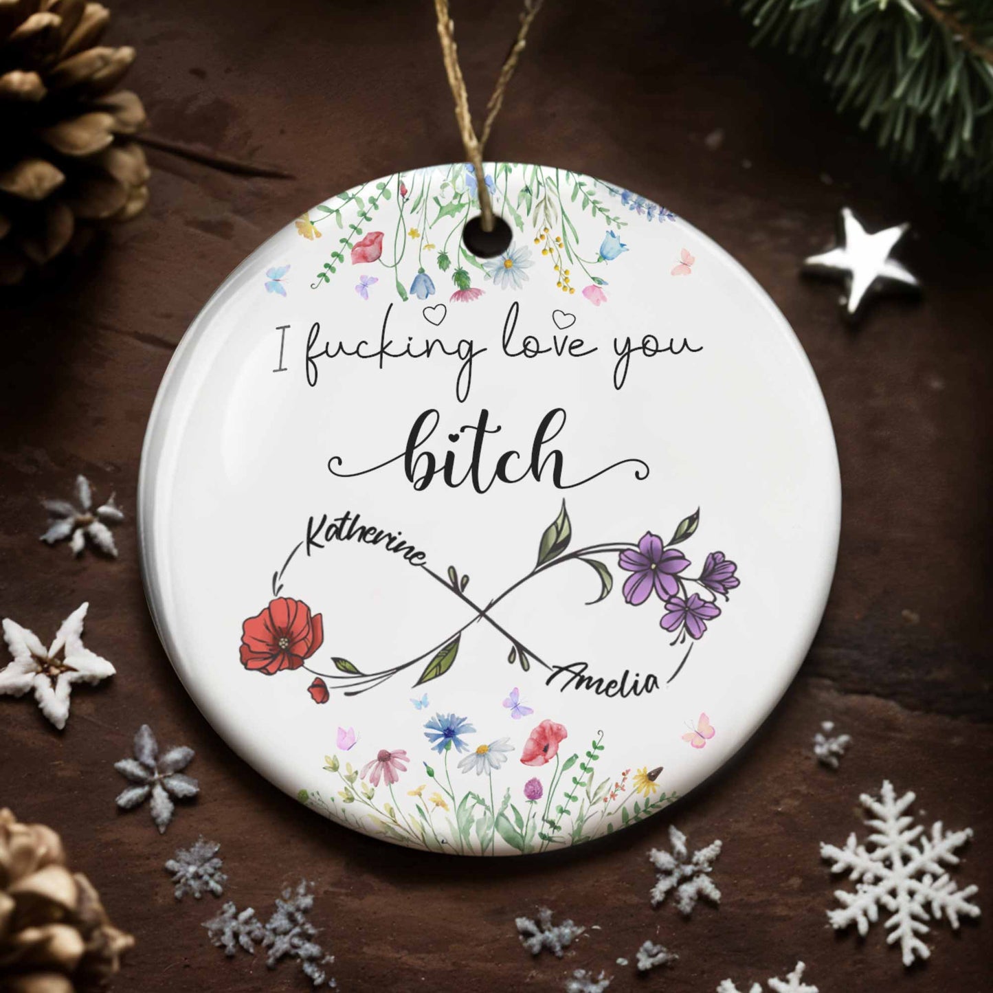 I Effing Love You B*tch With Elegant Flowers Design