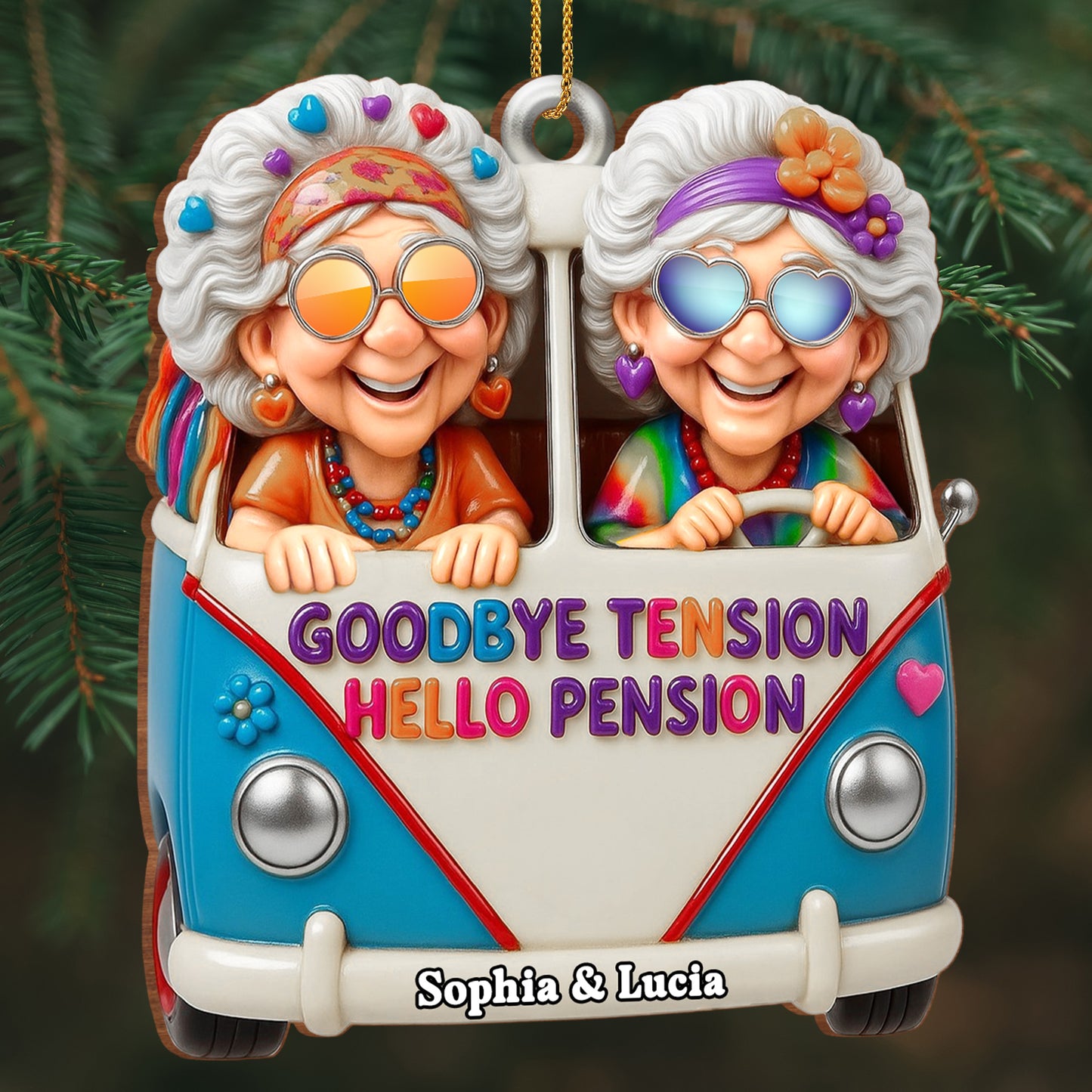 Goodbye Tension Hello Pension With Joyful Elderly Friends In Van