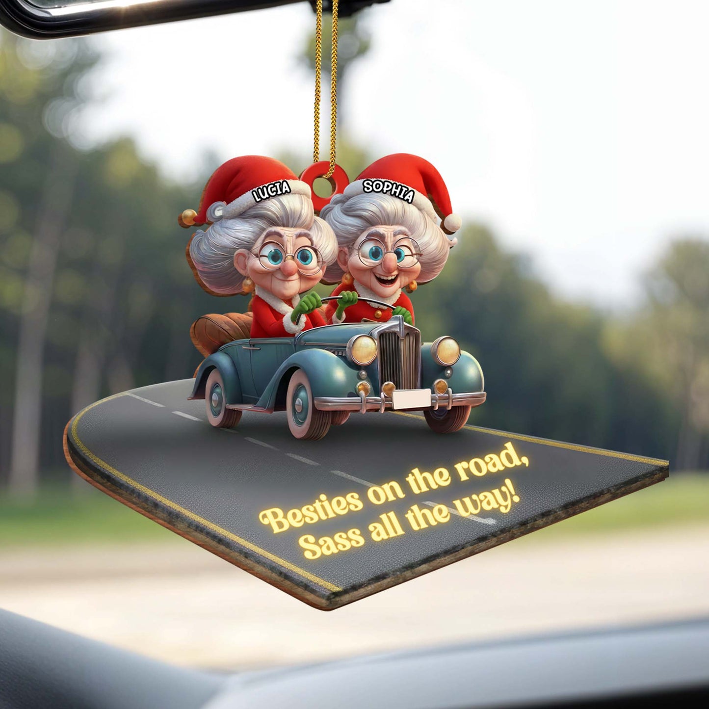 Besties On The Road Sass All The Way Car Ornament