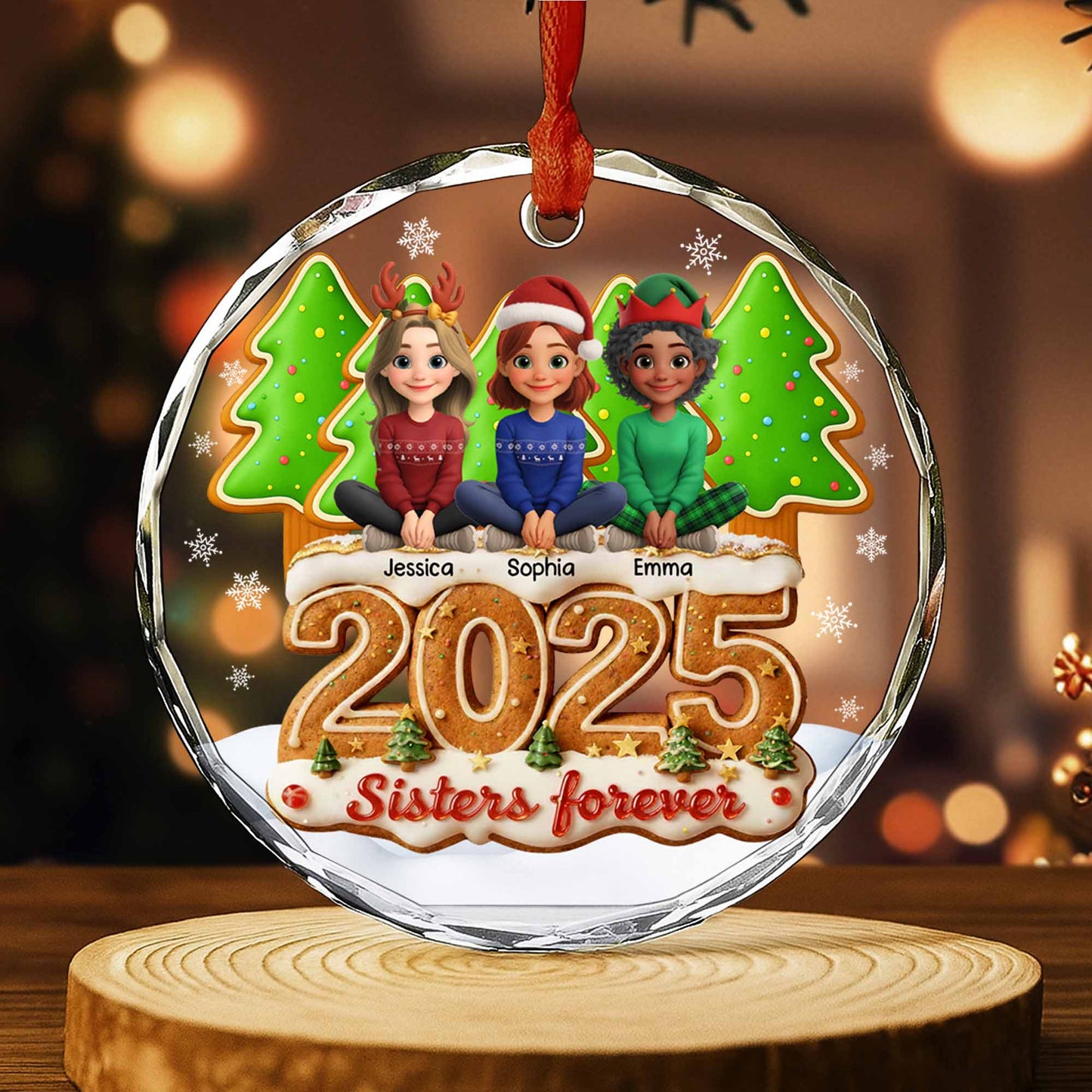 Besties Forever With Christmas Trees and Holiday Cookies