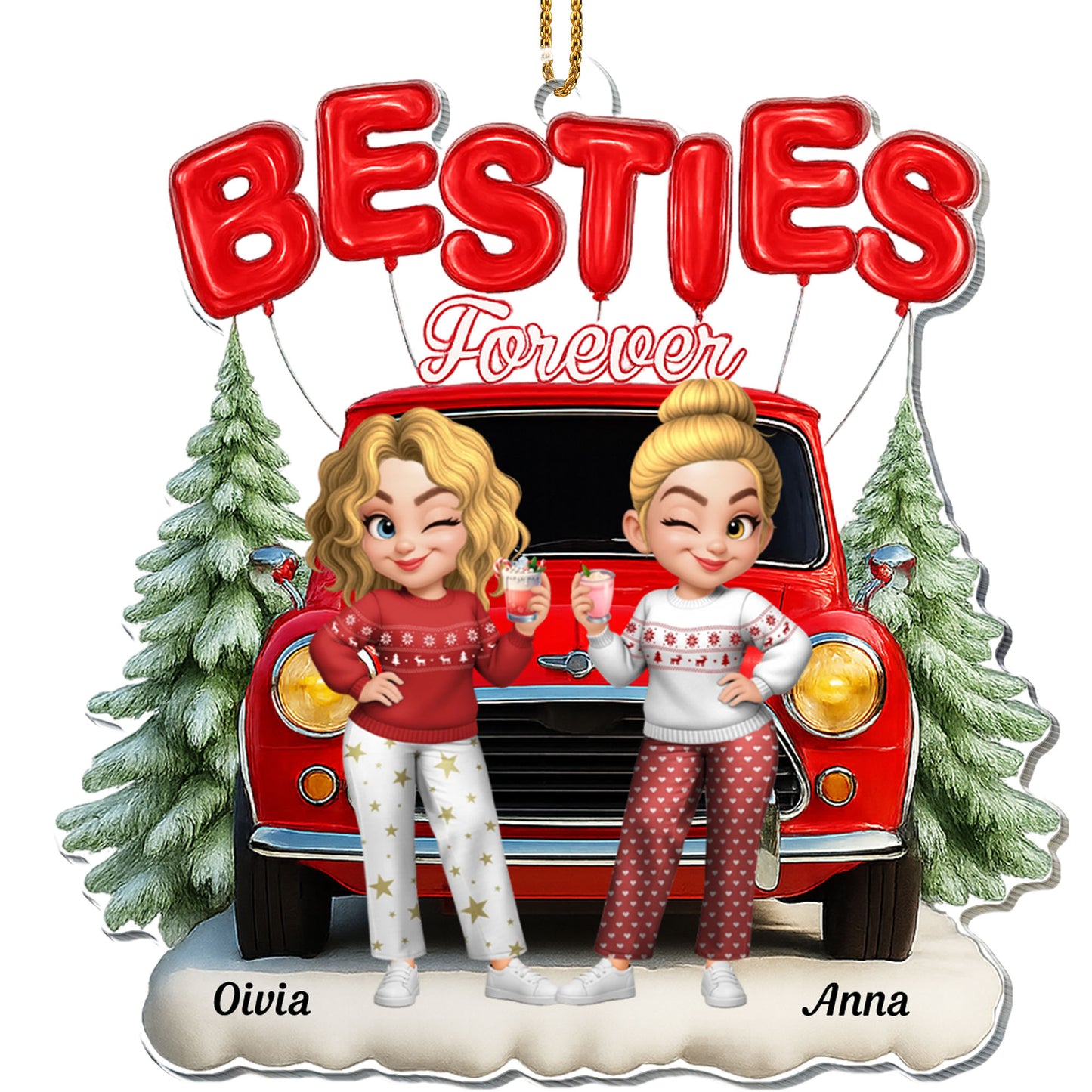 Besties Forever, Van And Pine Trees