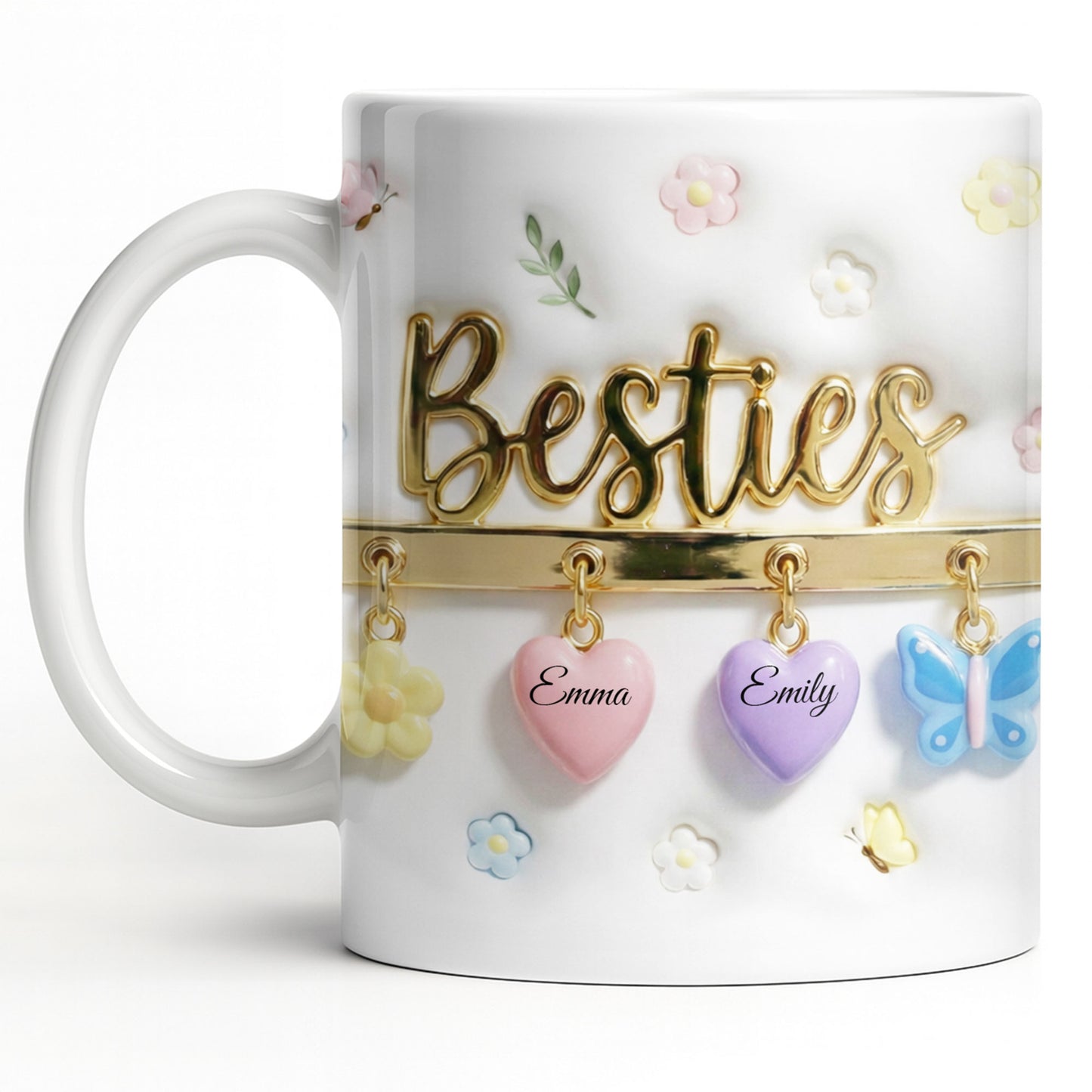 Besties with Flowers, Butterflies, and Hearts