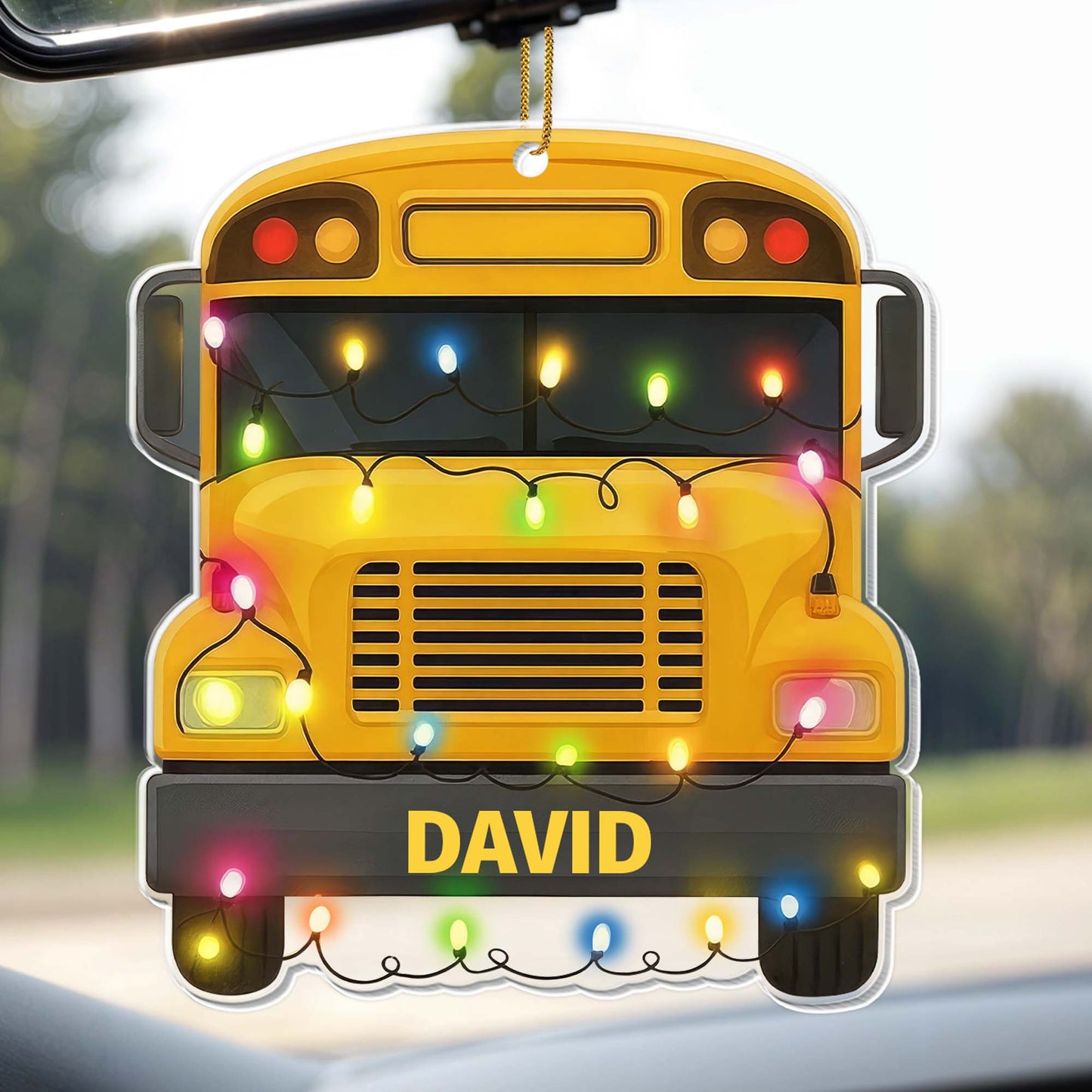 Celebrate The Holidays With Christmas Lights and School Bus