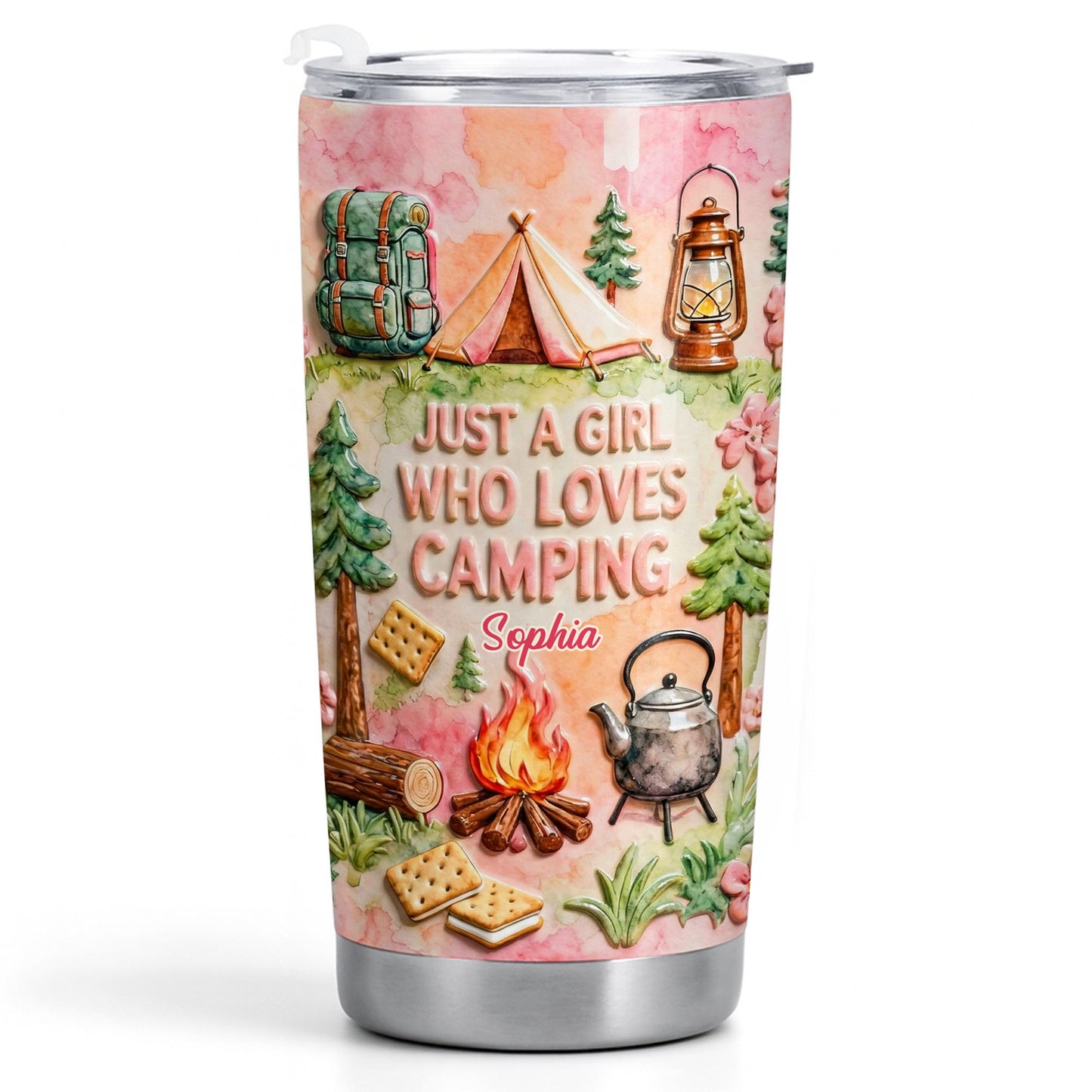 Just A Girl Who Loves Camping With Tent And Fire