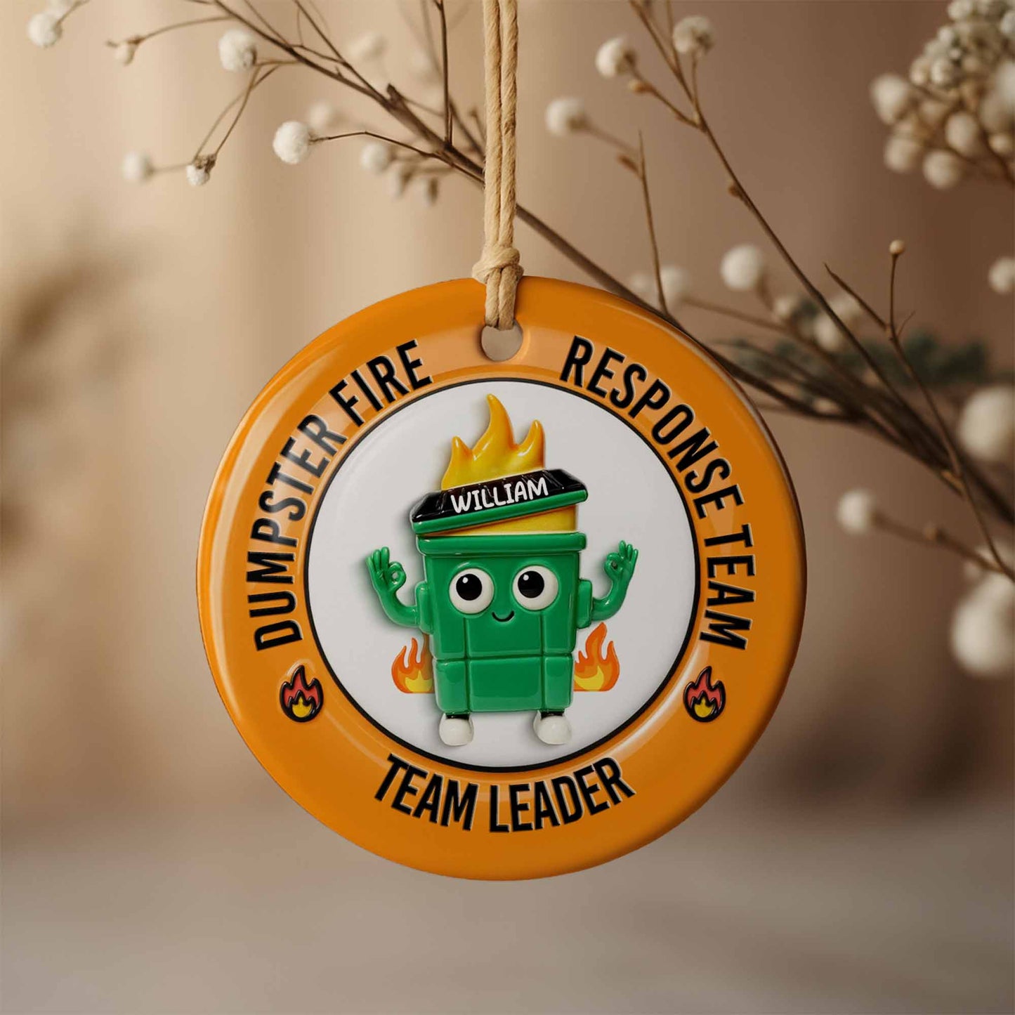 Dumpster Fire Response Team Team Leader Ornament