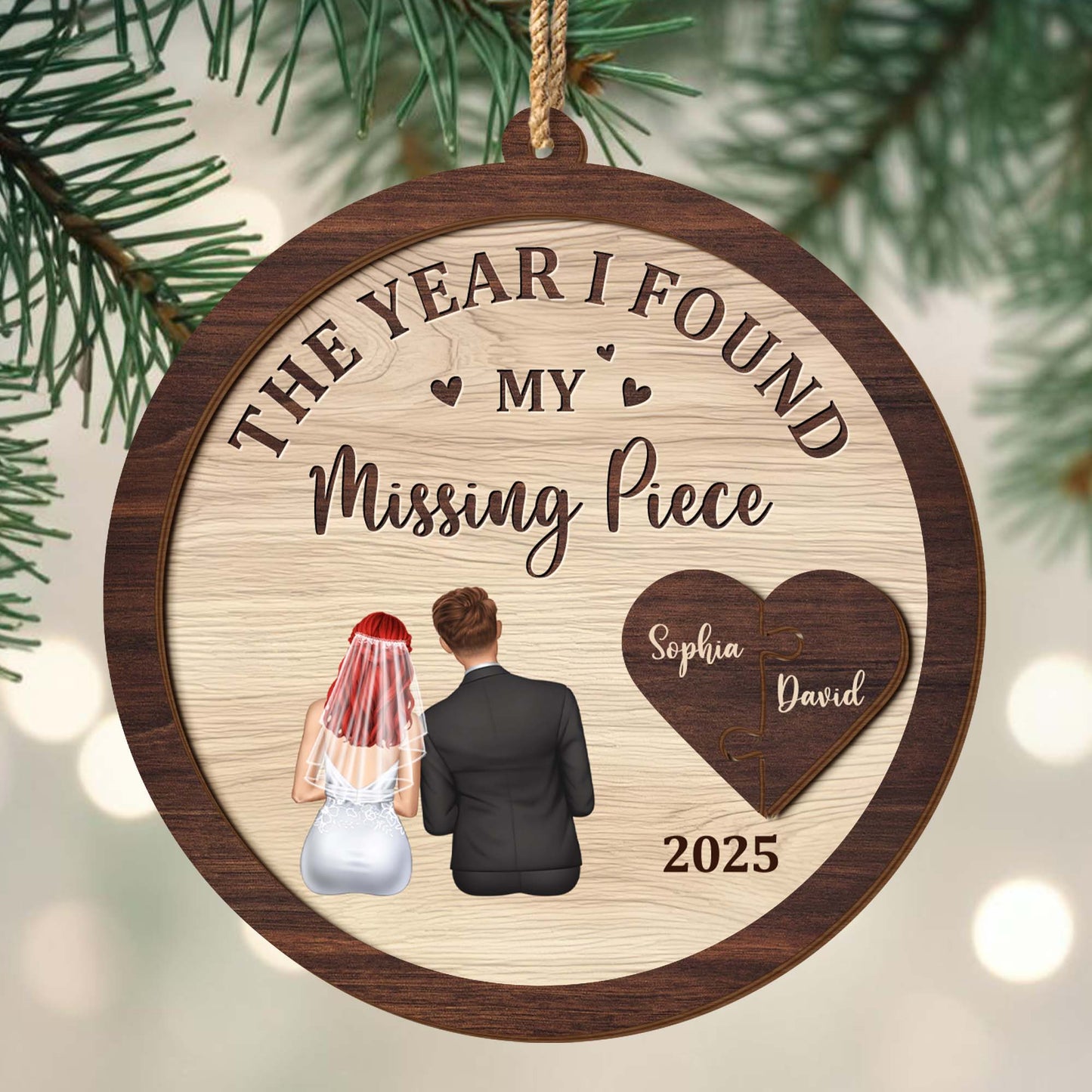 The Year I Found My Missing Piece - Personalized Double Layer Wood Ornament - CPL1046_DWO