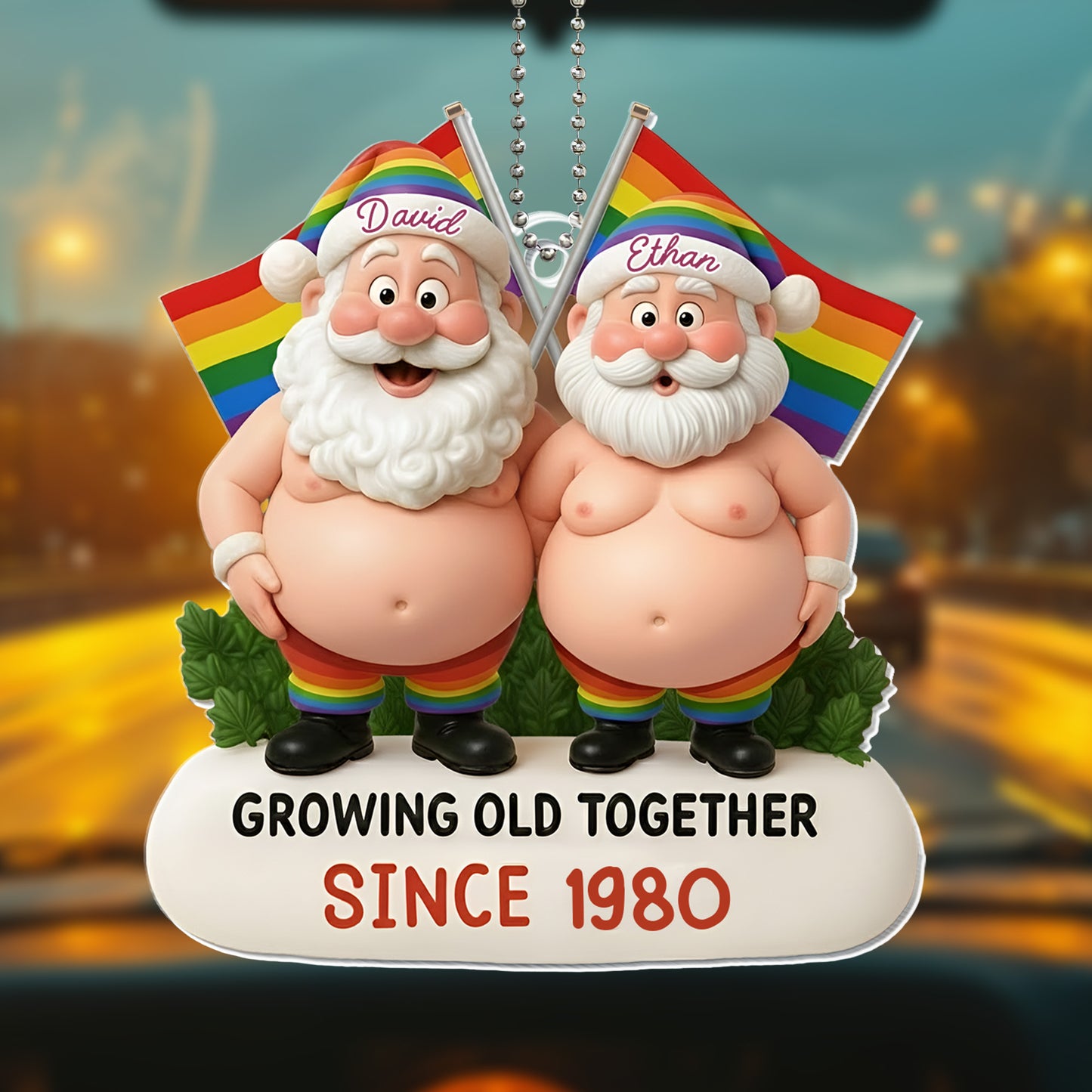 Growing Old Together With Santa And Rainbow Flag