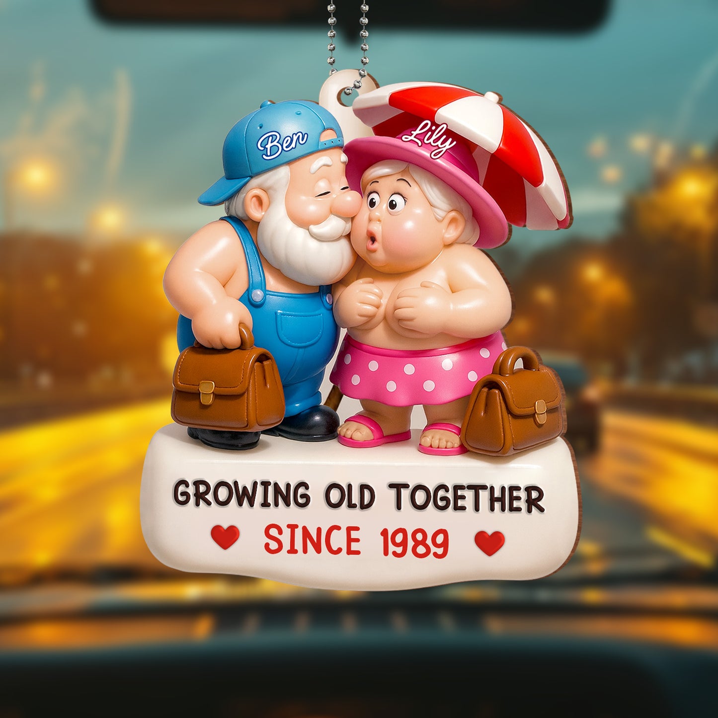 Growing Old Together, Elderly Couple Ornament