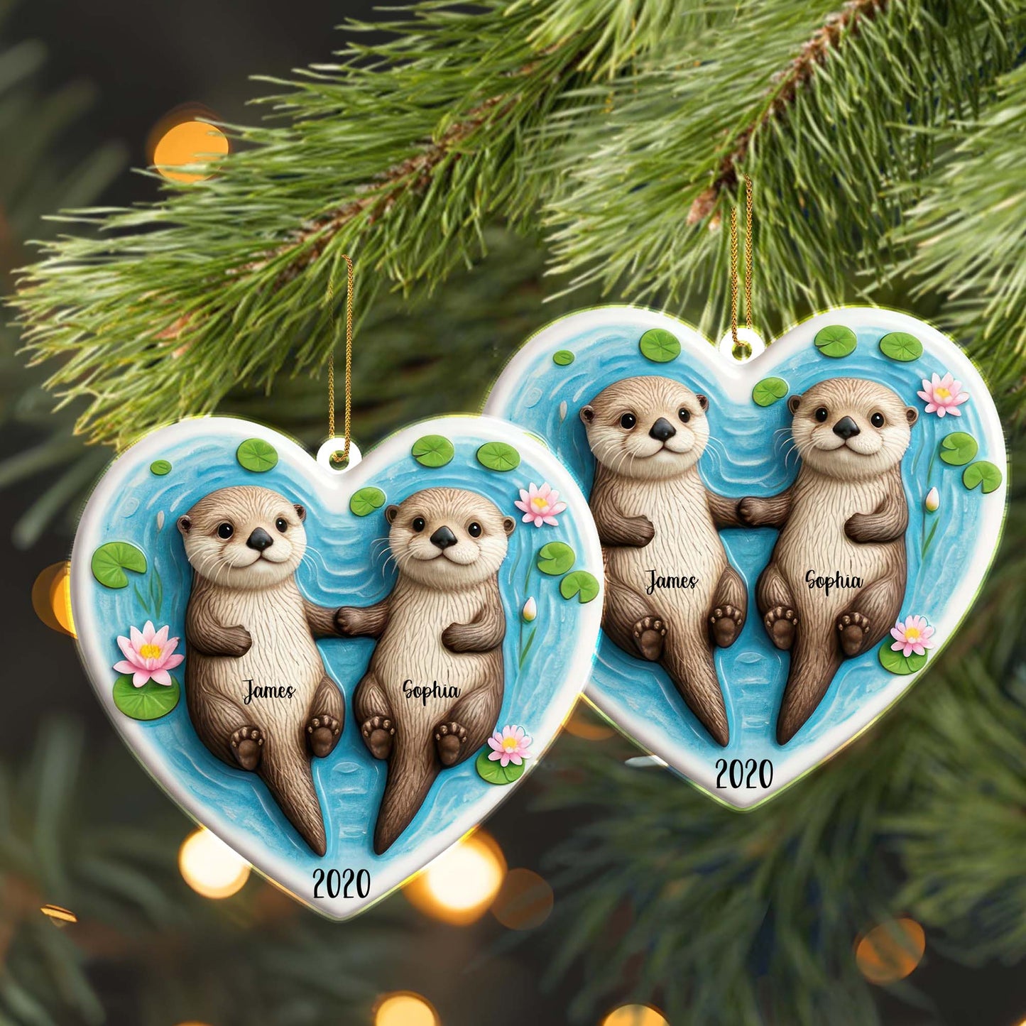 Swimming Together Forever Intertwined, Otters In River