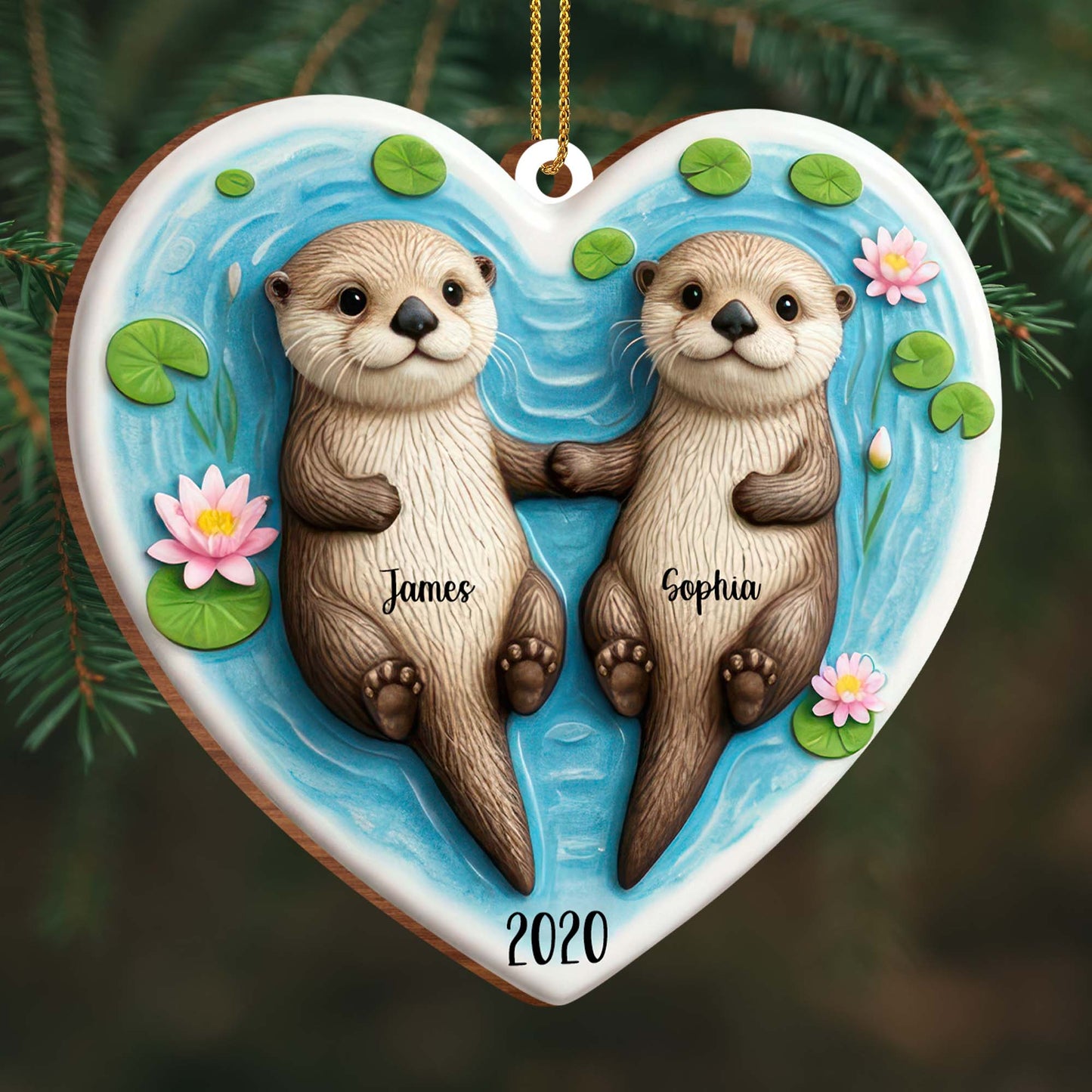 Shared Moments In Love Otter Heart Ornament