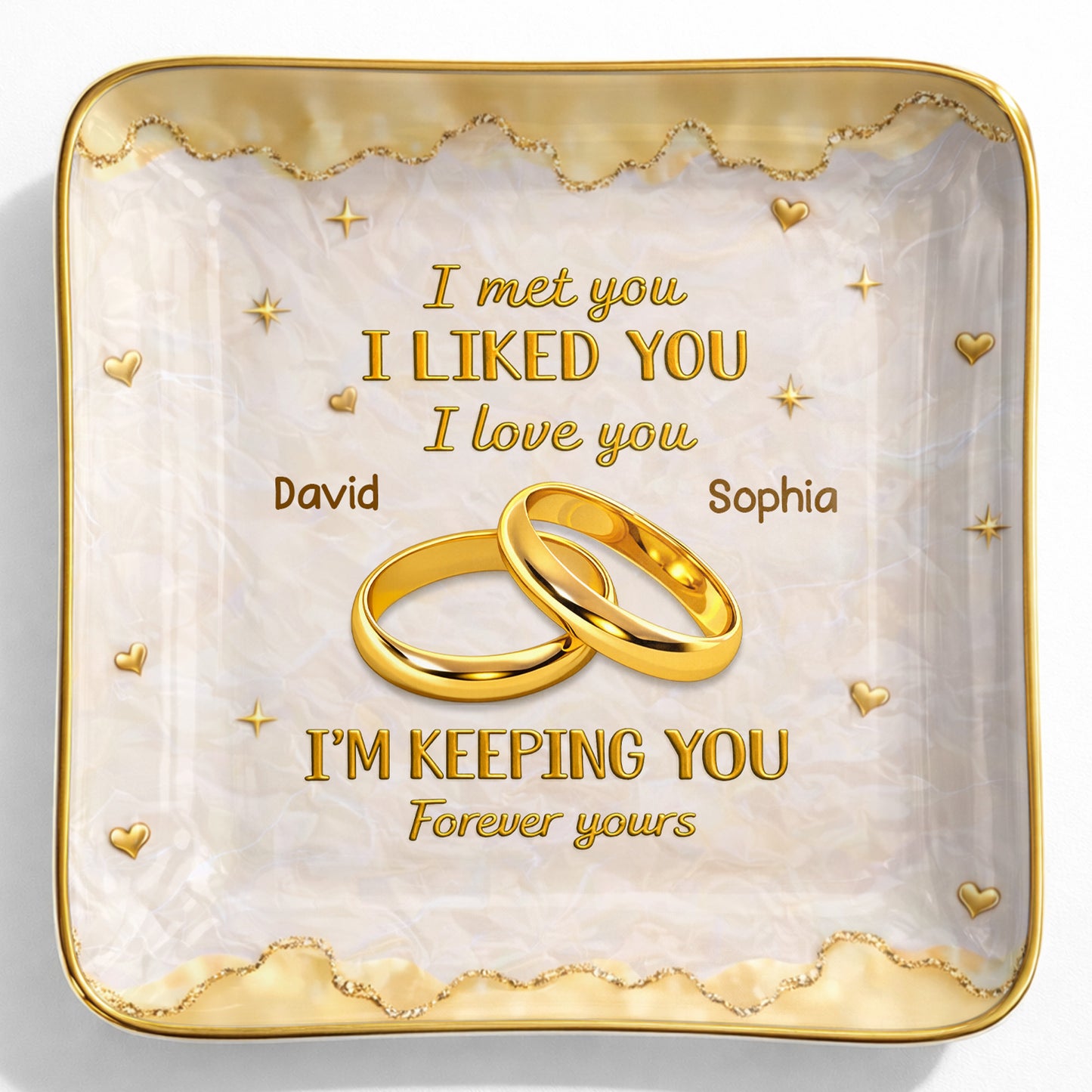 I Met You, I Liked You, I Love You, Wedding Rings And Hearts