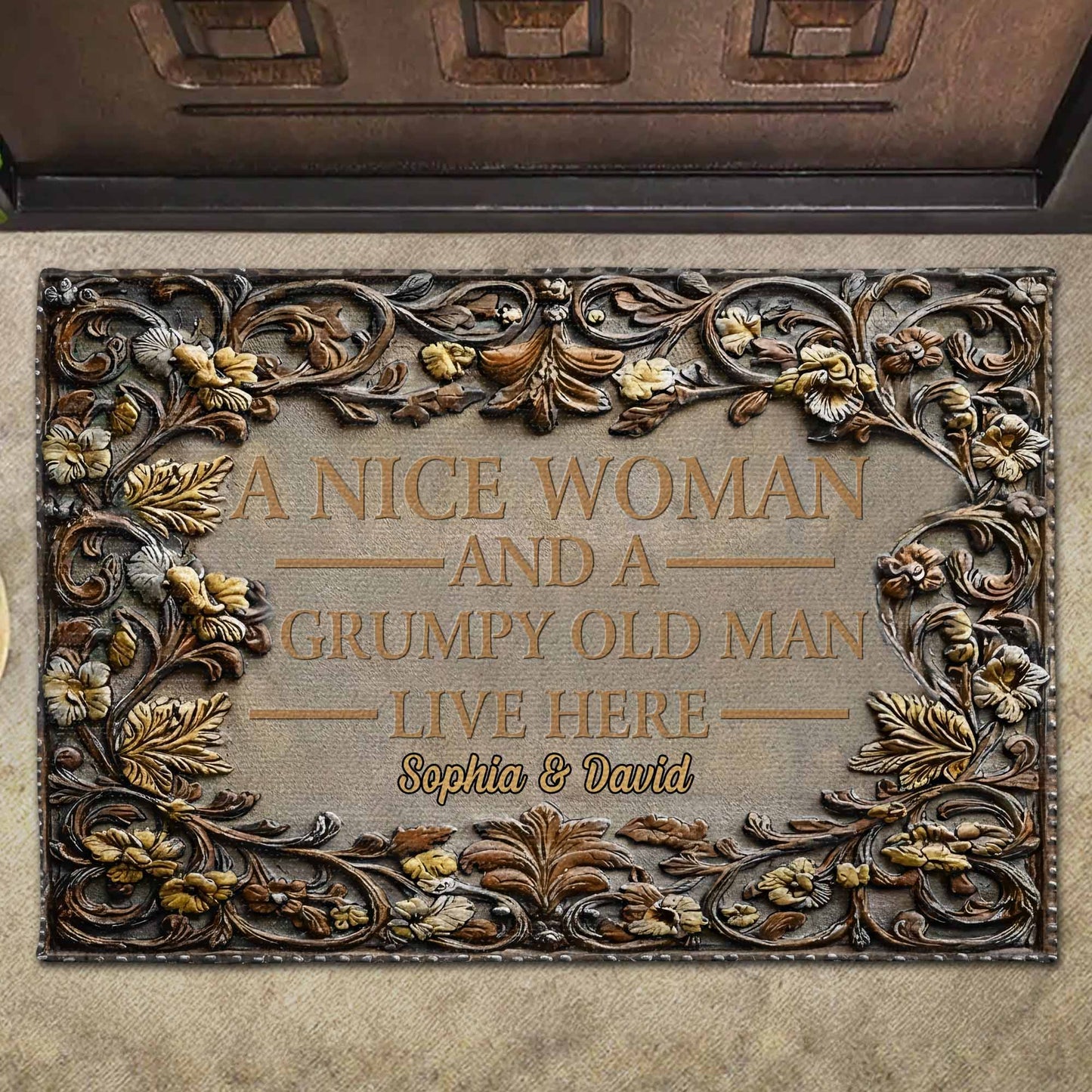 A Nice Woman And A Grumpy Old Man Live Here Doormat