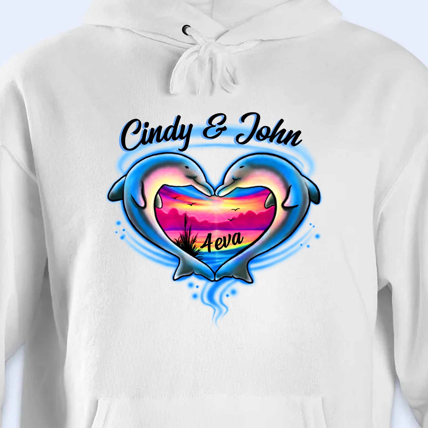 Forever Love With Dolphin Heart Sunset