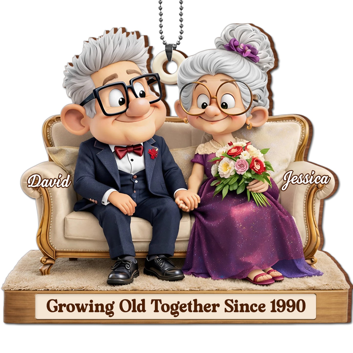 Growing Old Together Since With Elderly Couple And Flowers