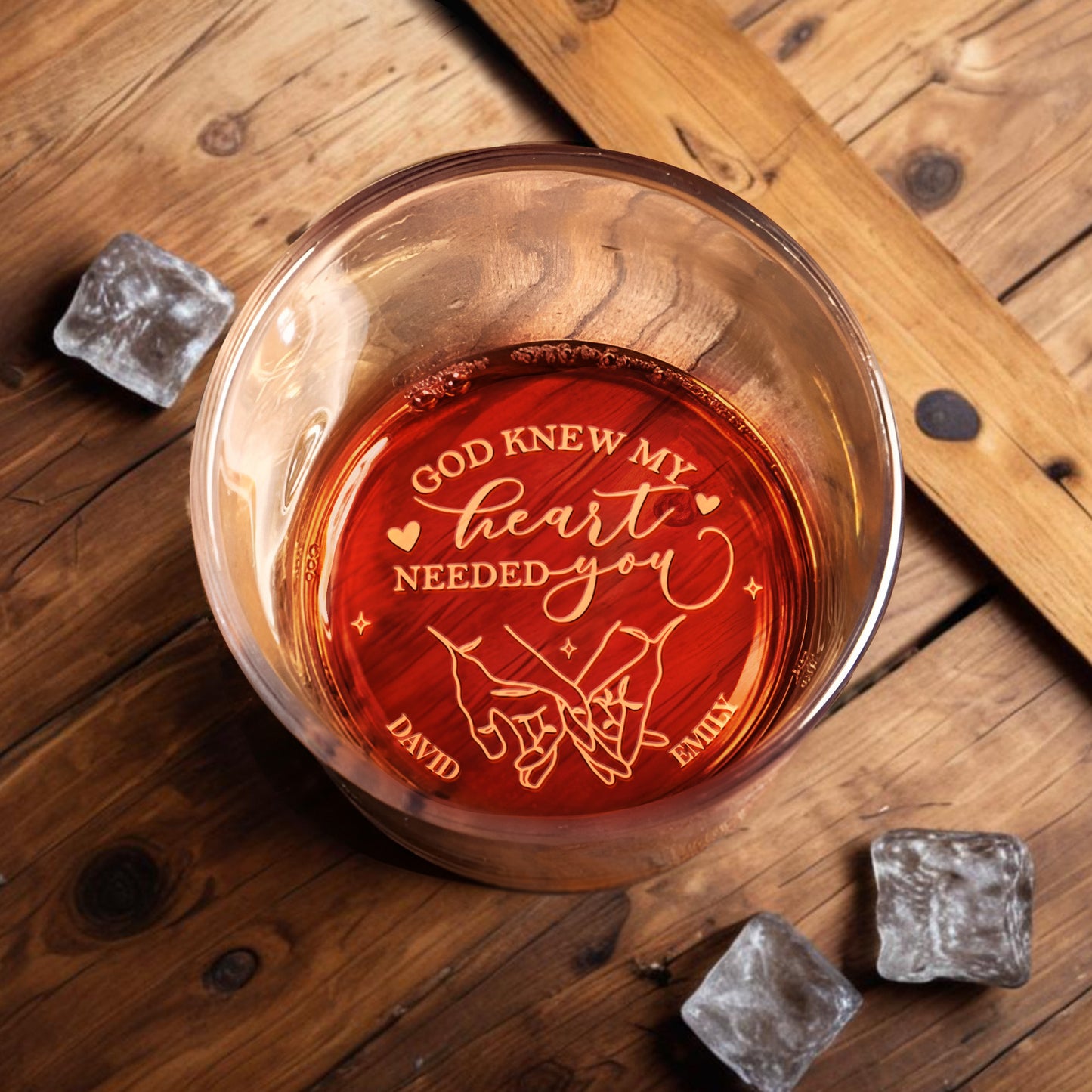 God Knew My Heart Needed You, Hearts And Crossed Arrows - Personalized Engraved Whiskey Glass - CPL1305_EWG