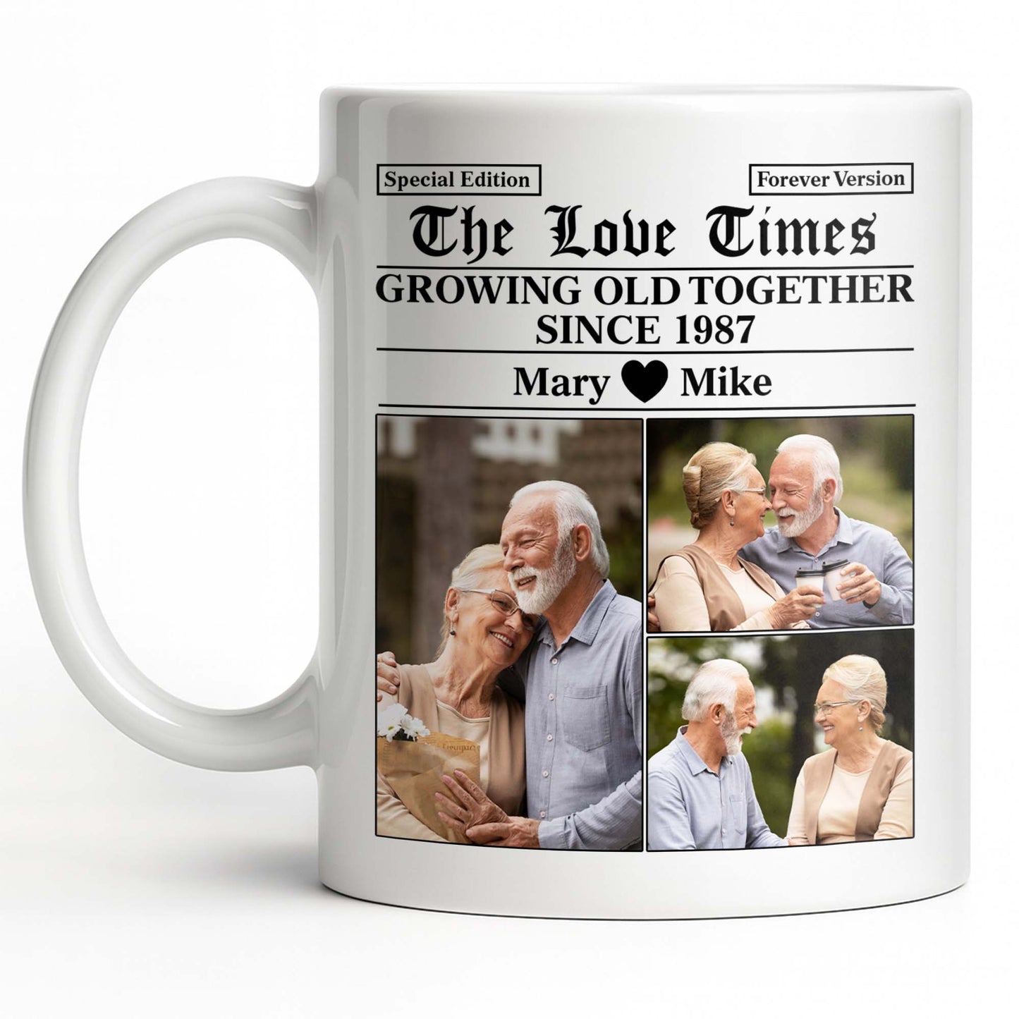 The Love Times, Growing Old Together, Photos Of A Couple - Personalized Custom Coffee Mug - CPL1316_MG