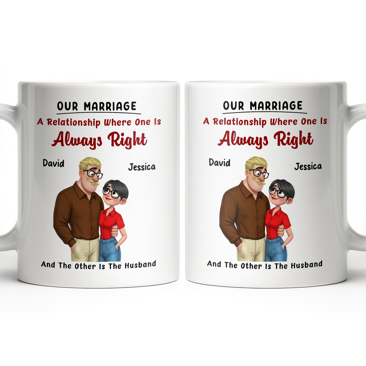 A Relationship Where One Is Always Right With Cartoon Couple