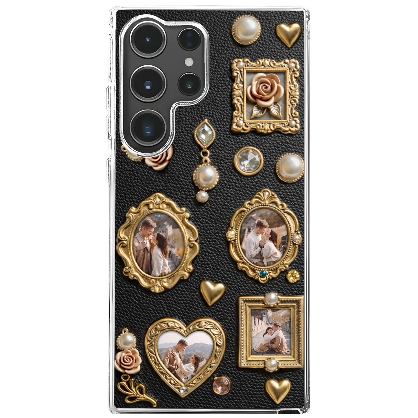 Cherished Memories Of Us With Gold Photo Frames And Roses