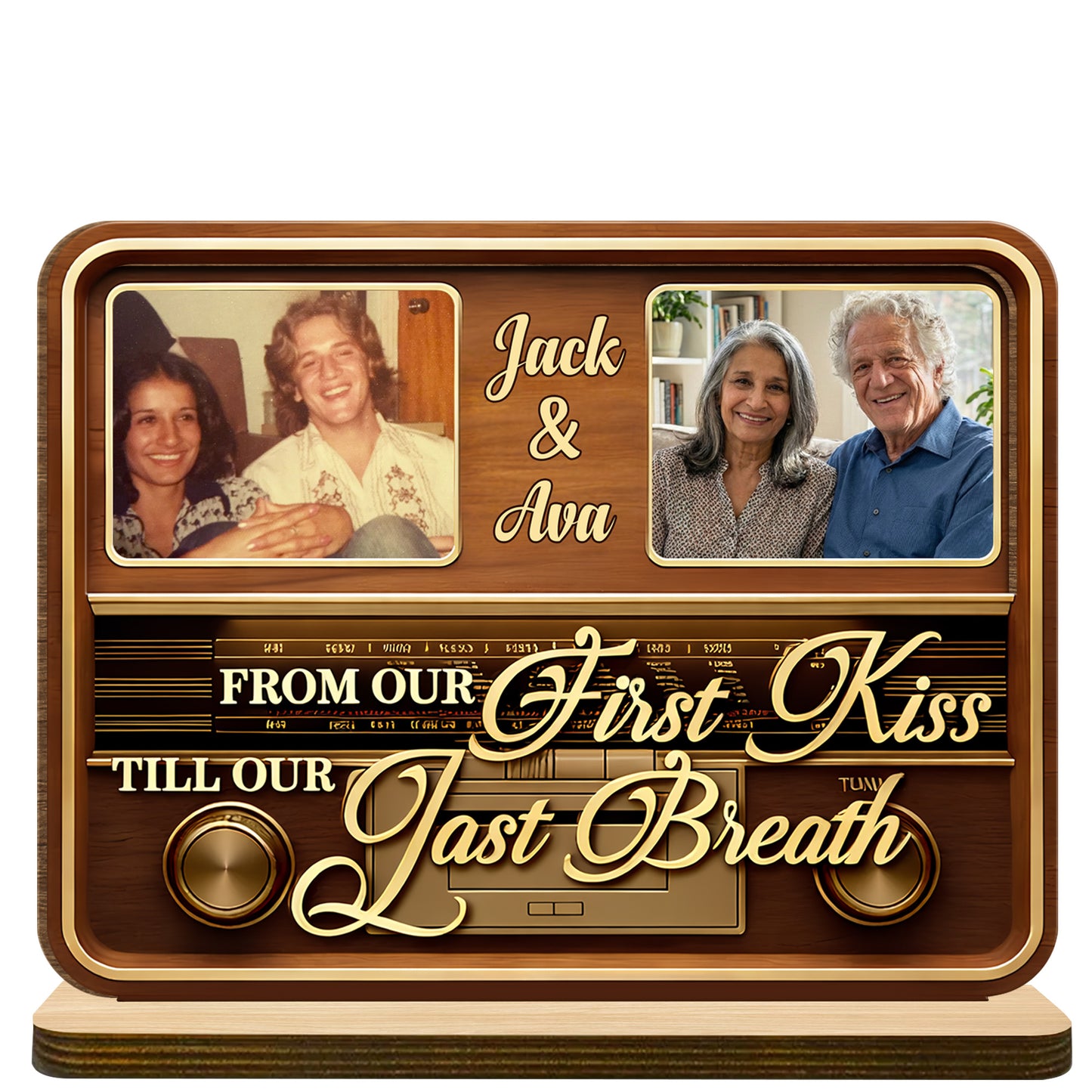 From Our First Kiss Till Our Last Breath Vintage Radio Wood Plaque