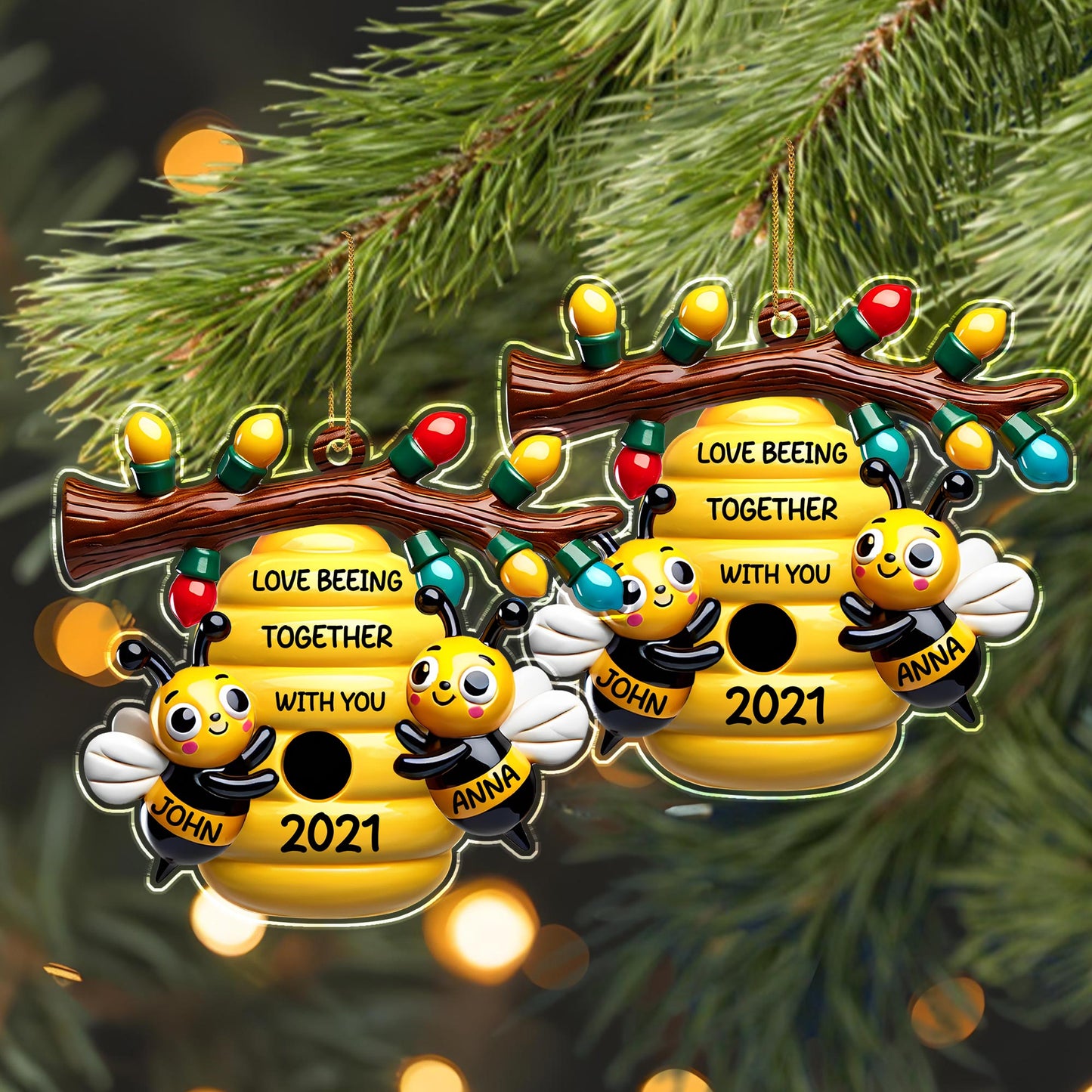 Love Beeing Together With You Romantic Bee Ornament