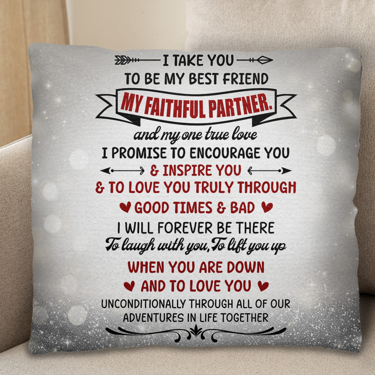 Faithful Partner Snowy Design Custom Pillow