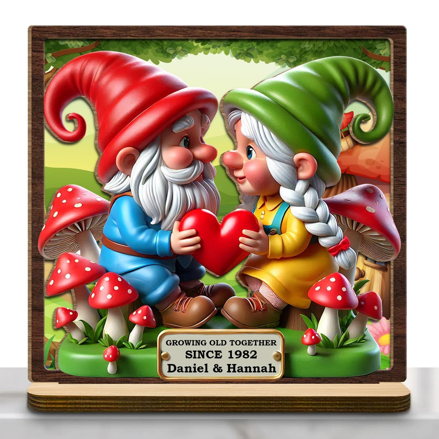 Growing Old Together Since Customized Year With Heart And Gnomes