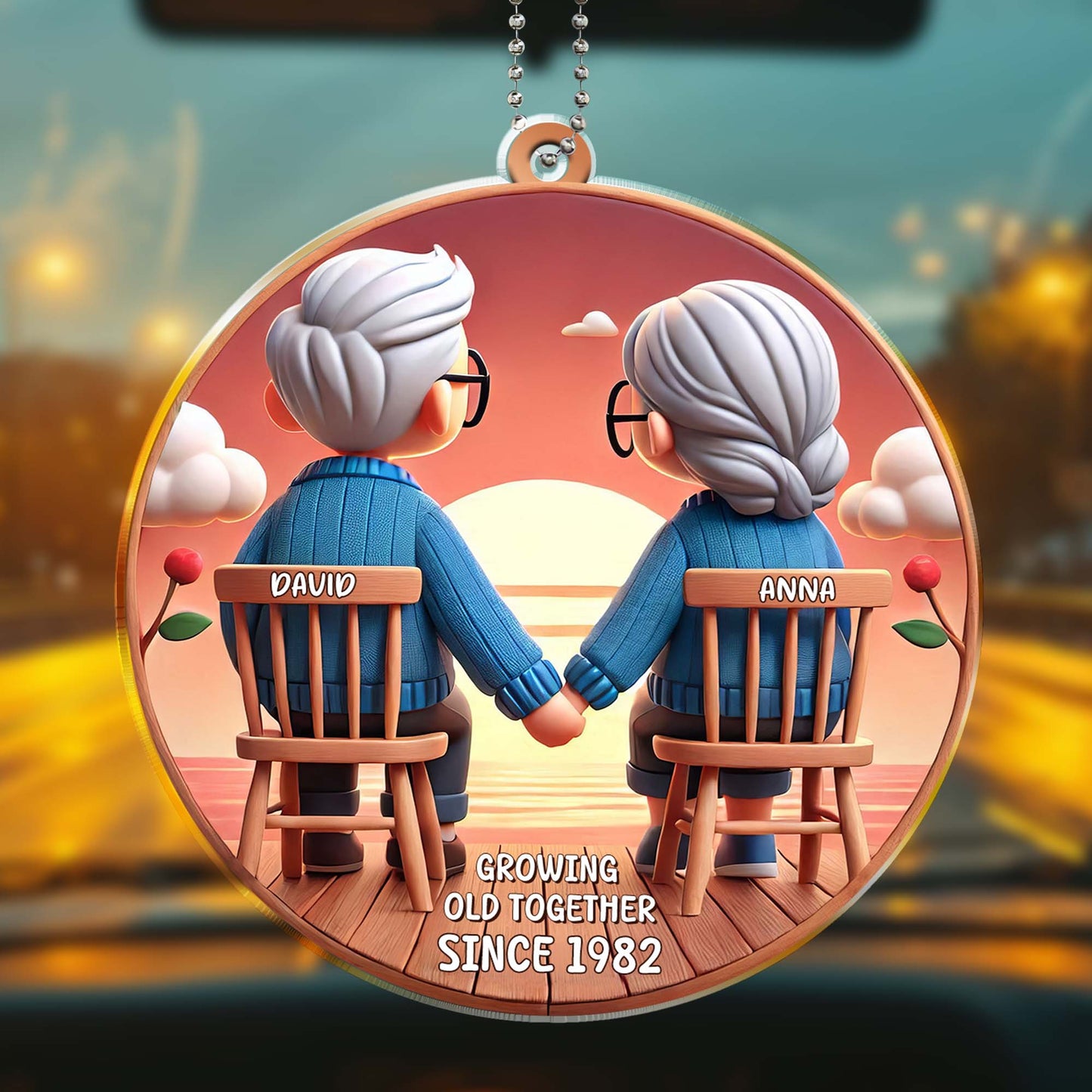 Growing Old Together Couple Holding Hands In Rocking Chairs