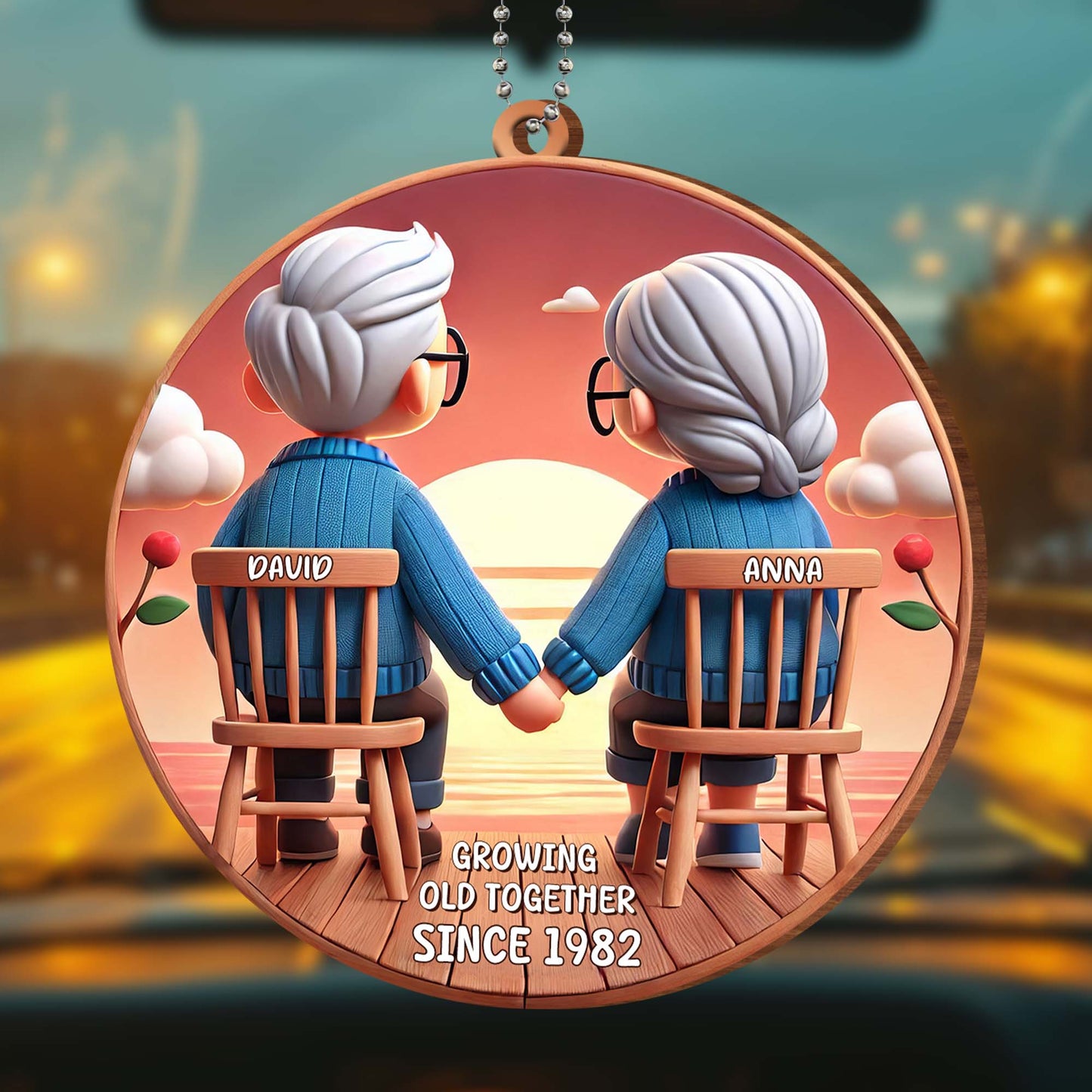 Growing Old Together Elderly Couple Sunset View