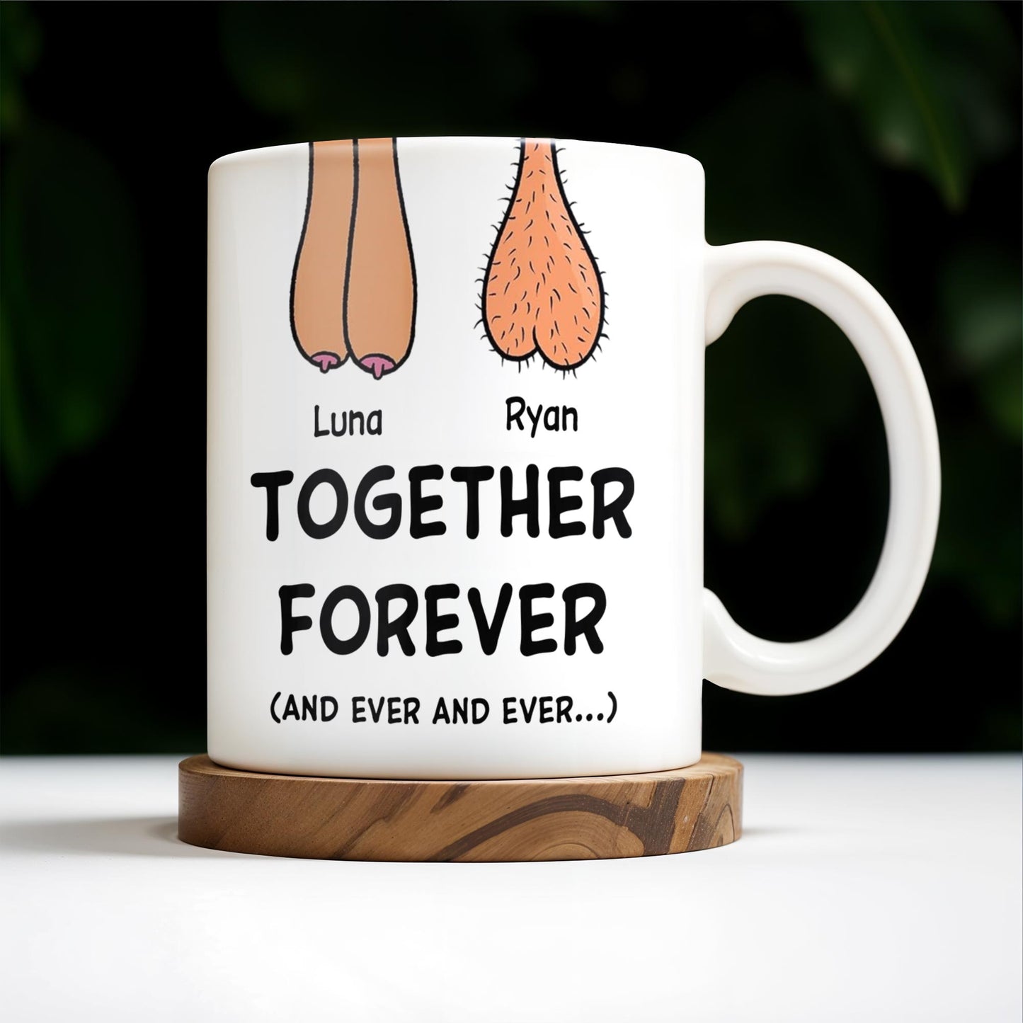 Together Forever Customizable Mug With Cute Feet Design