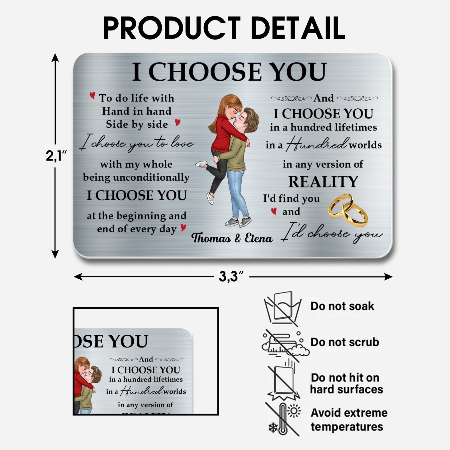 Hand In Hand Side By Side, I Choose You Quote With Couple And Rings