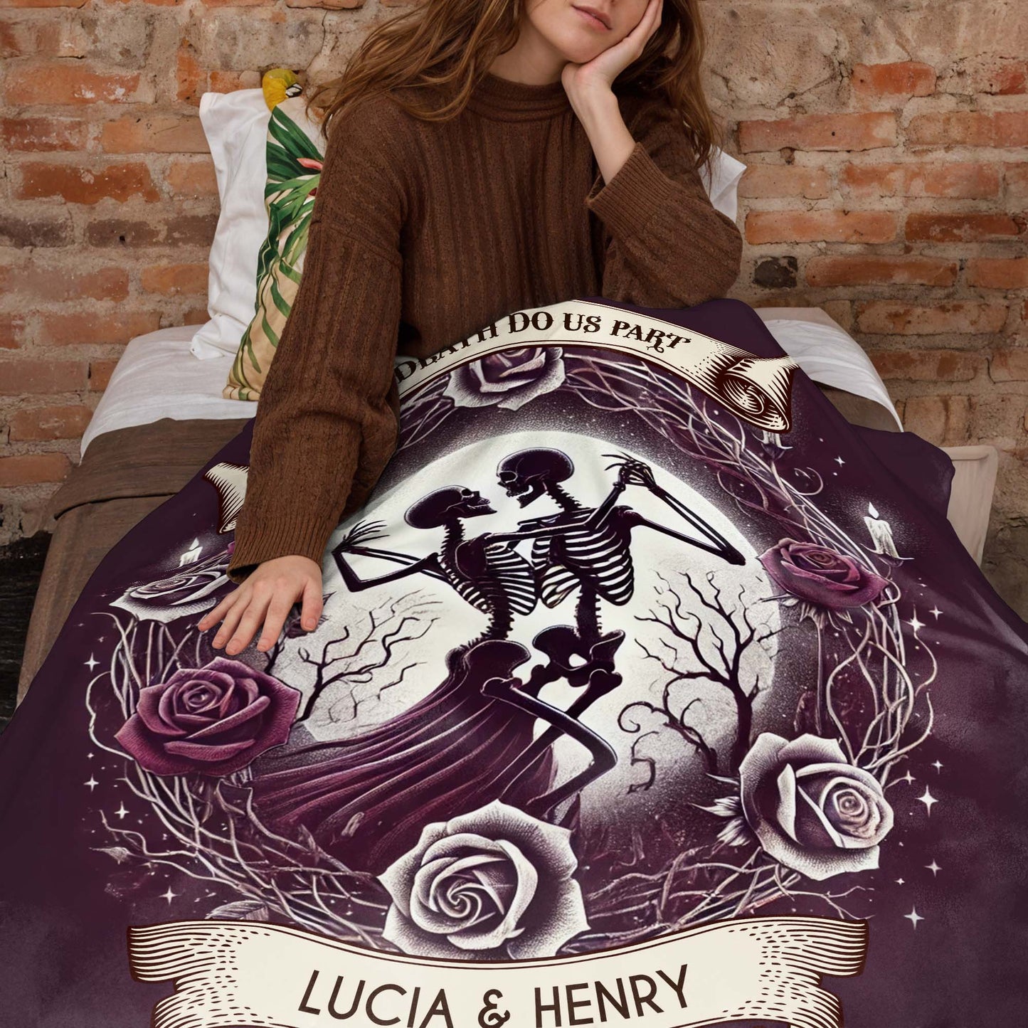 'Til Death Do Us Part' Skeletons And Roses Blanket